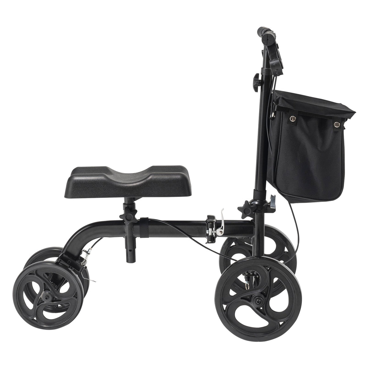VEVOR Folding Knee Scooter, Carbon Steel Steerable Knee Walker with Height-Adjustable Handlebar &amp; Knee Pad, All-Terrain Solid Wheels, Dual Brakes, Leg Recovery Scooter for Broken Ankle Foot Injuries