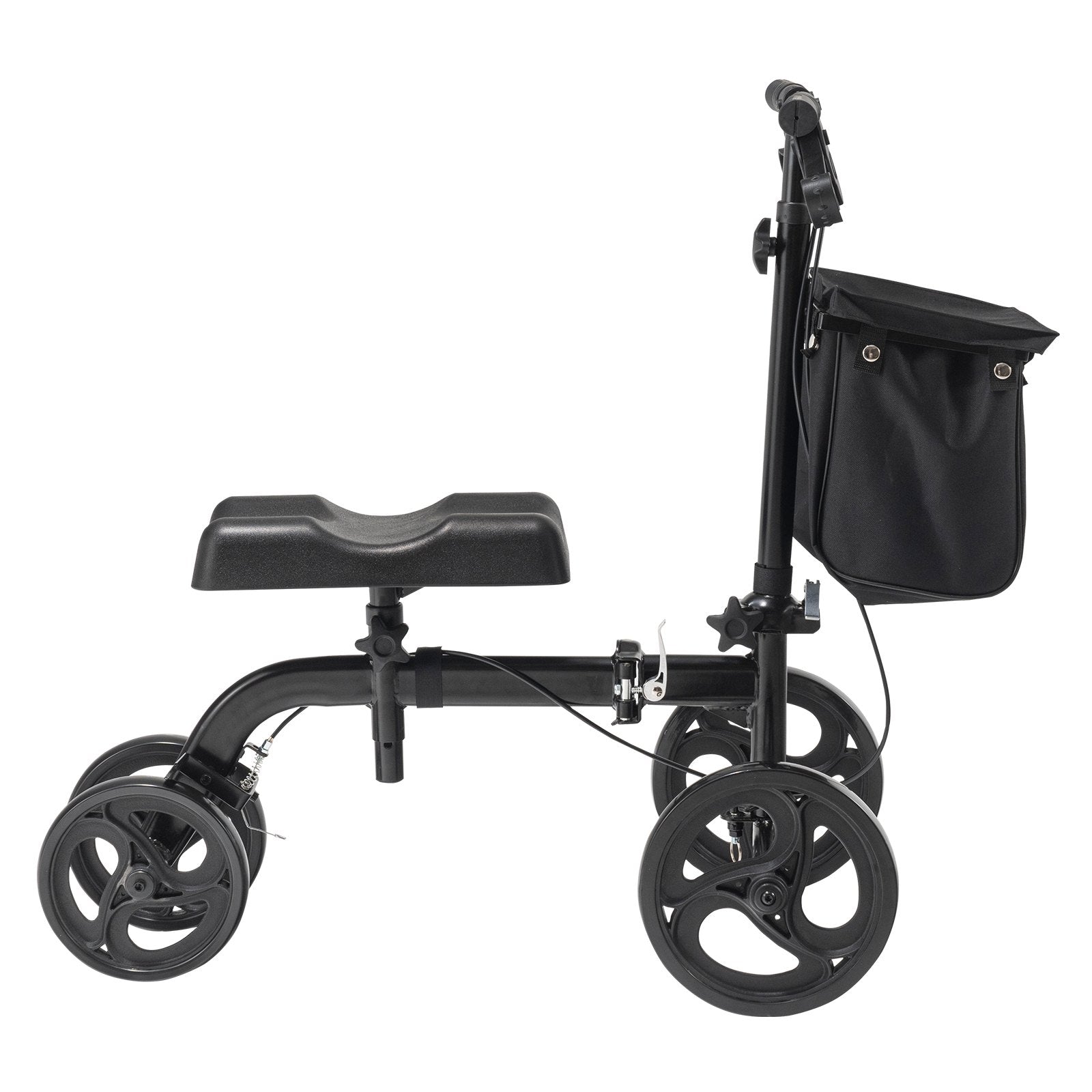 VEVOR Folding Knee Scooter, Carbon Steel Steerable Knee Walker with Height-Adjustable Handlebar & Knee Pad, All-Terrain Solid Wheels, Dual Brakes, Leg Recovery Scooter for Broken Ankle Foot Injuries
