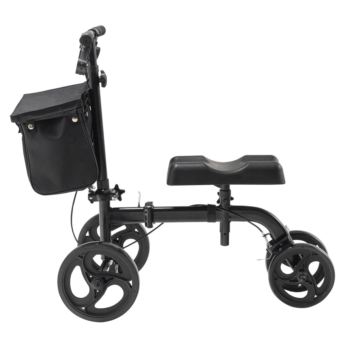VEVOR Folding Knee Scooter, Carbon Steel Steerable Knee Walker with Height-Adjustable Handlebar & Knee Pad, All-Terrain Solid Wheels, Dual Brakes, Leg Recovery Scooter for Broken Ankle Foot Injuries