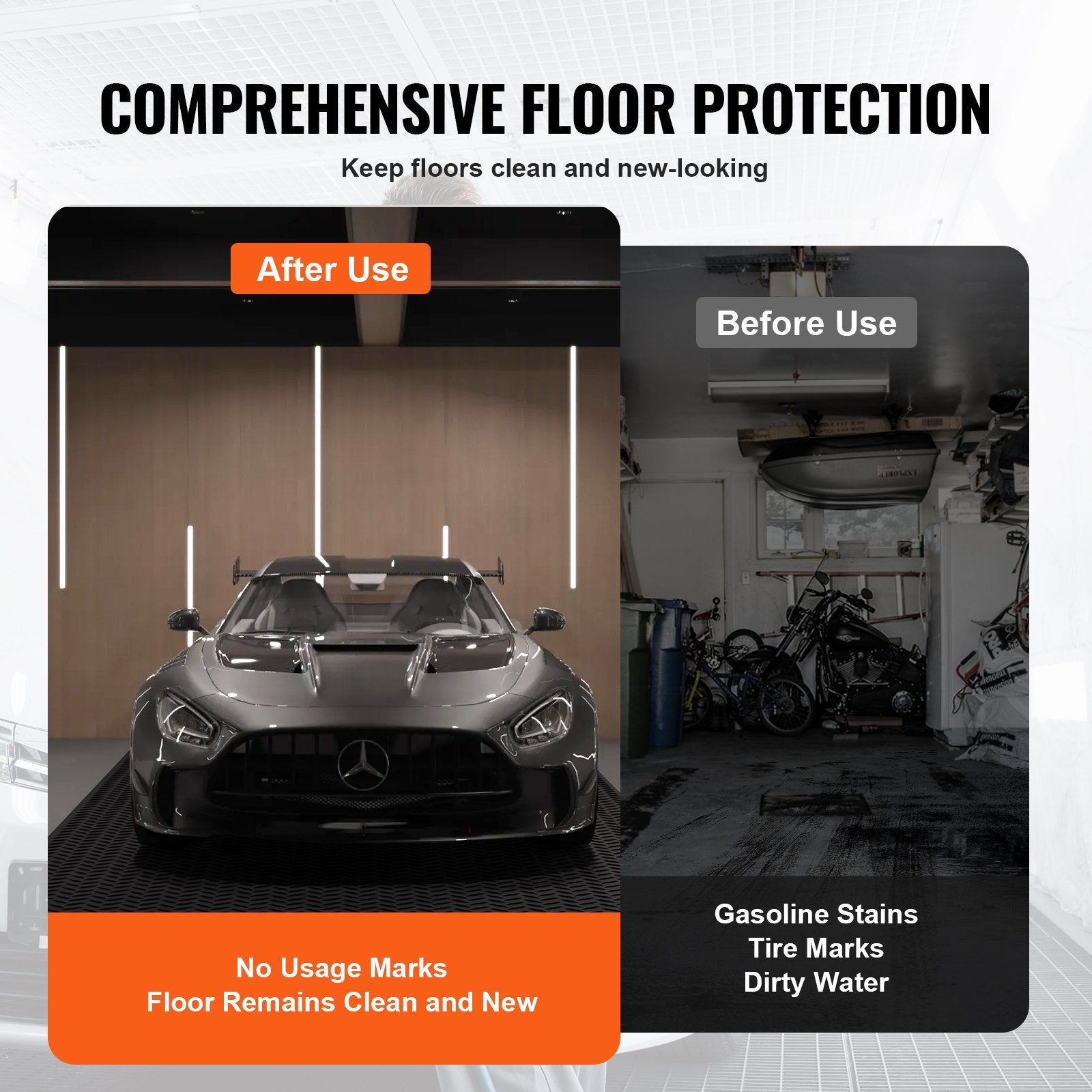 VEVOR Diamond-Plate Rubber Flooring Roll, 3 mm x 4 ft x 8 ft Garage Floor Mat, SBR Rubber Garage Flooring Roll, Easy to Clean, Diamond Plate Rubber Mat for Under Cars, Garage Industry Gym, Black