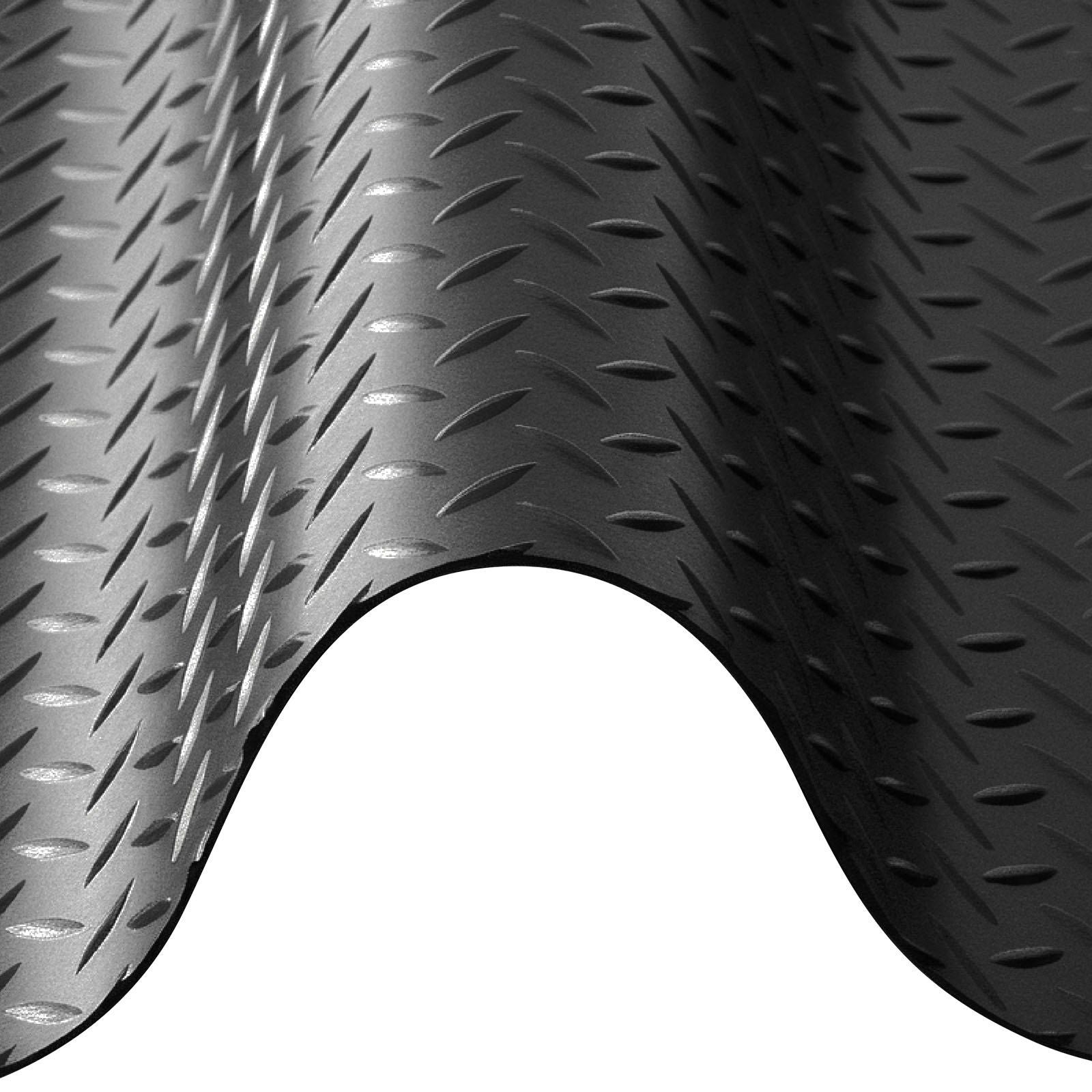 Garage Floor Roll, 1.22 x 6.1 m Garage Flooring Mat, 3 mm Thickened Rubber Diamond Plate Floor Protector Mat, Non-Slip, Wear-resist, Waterproof, Easy to Clean for Warehouse, Gyms, Trailer, Black