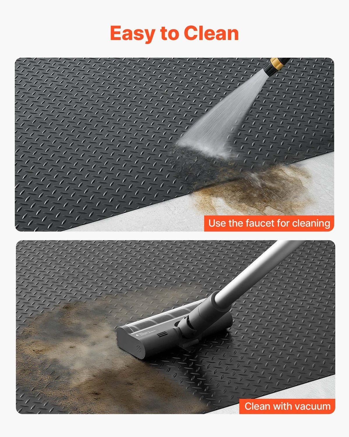 Garage Floor Roll, 1.22 x 6.1 m Garage Flooring Mat, 3 mm Thickened Rubber Diamond Plate Floor Protector Mat, Non-Slip, Wear-resist, Waterproof, Easy to Clean for Warehouse, Gyms, Trailer, Black