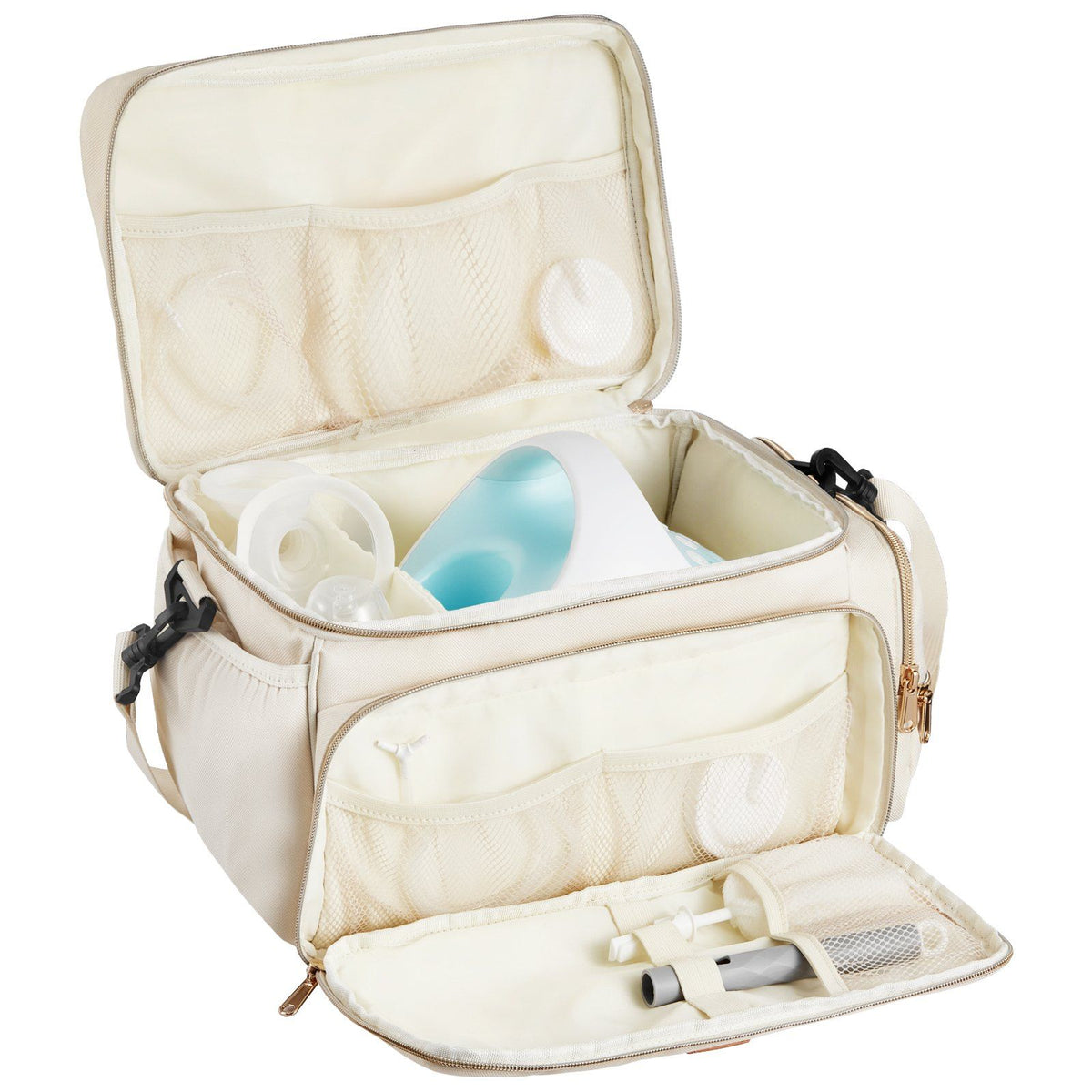 Breast Pump Bag, Breast Feeding Bag with Waterproof Mat, Fits for S1/S2, Pumping Accessories &amp; Breastmilk Storage, Portable Pump Carrying Case for Work, Travel and Family Use, Beige