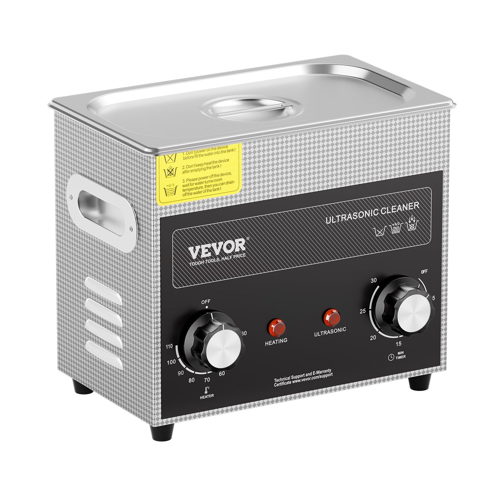 VEVOR 3L Ultrasonic Cleaner with Heater Timer & Basket, Professional Digital Sonic Cavitation Machine, 120W Cleaning Machine for Watch Instruments, Glasses, Coin, Metal Parts, Tool