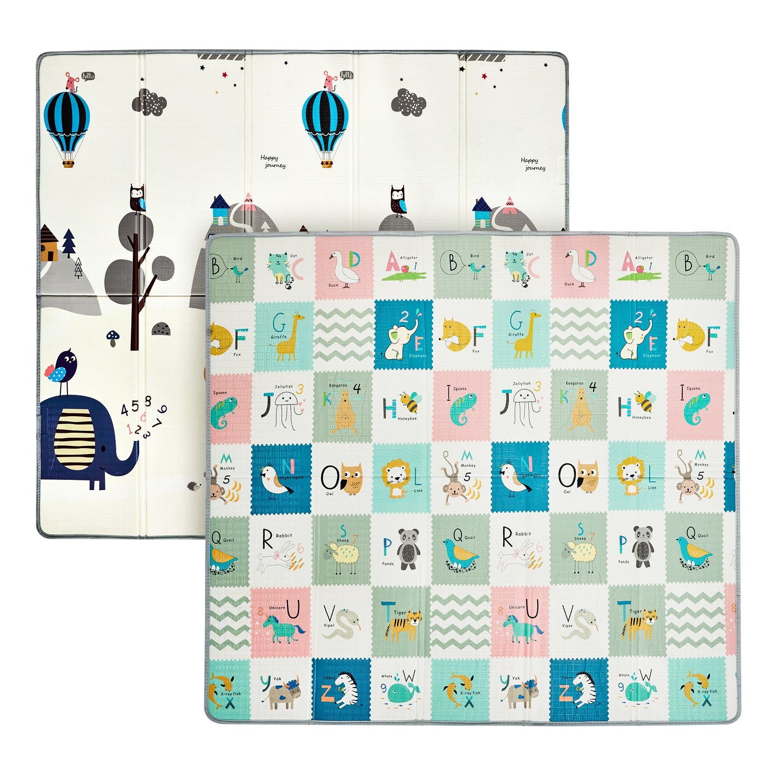 VEVOR Baby Play Mat, 71""x79"" Extra Large Baby Crawling Mat, Non-Slip One-Piece Foam Baby Playmat, Foldable Reversible Floor Mat with Travel Bag, Waterproof Activity Playmat for Babies Toddlers Infants