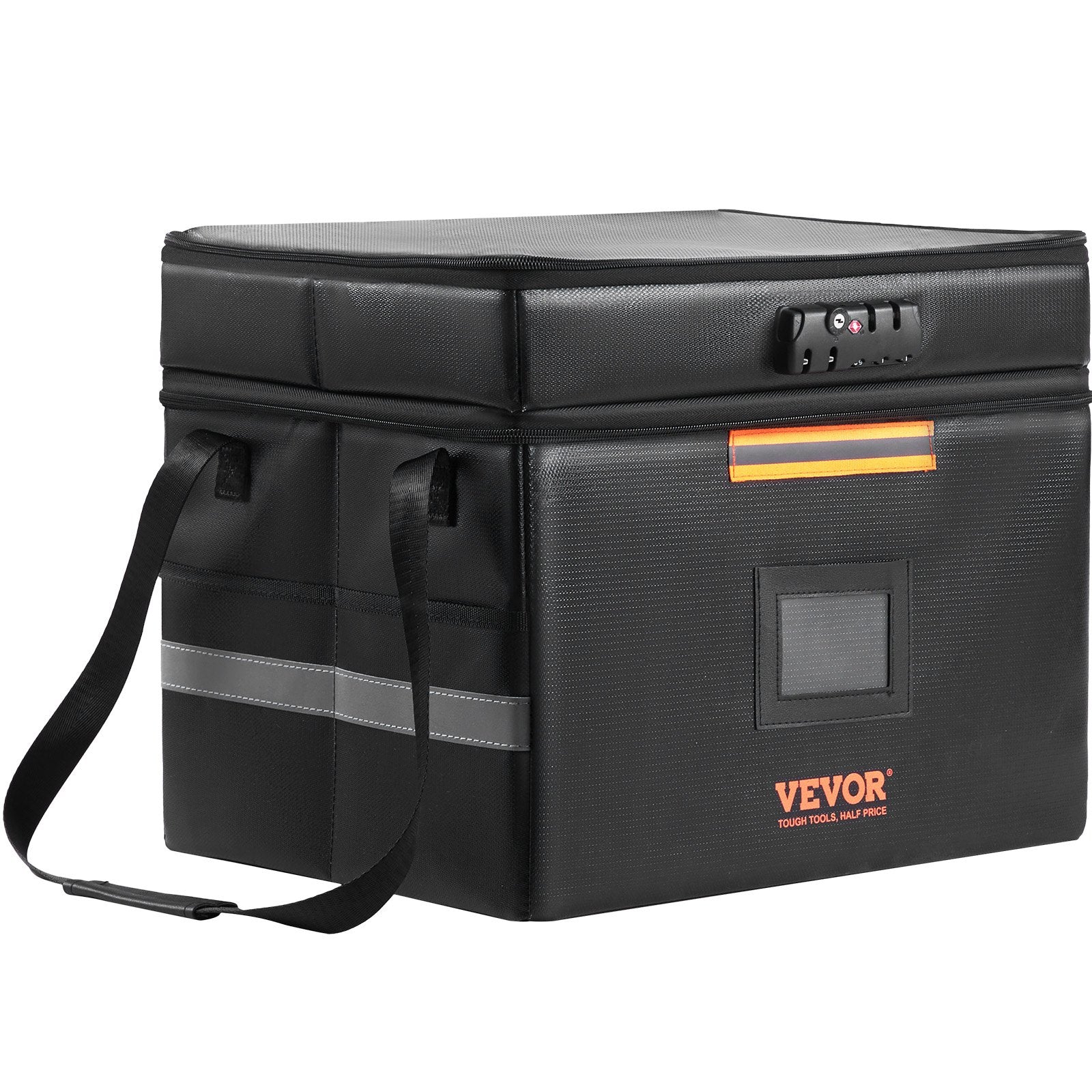 VEVOR Fireproof Document Box, Fireproof Document Bag with Lock 2000_, Fireproof and Waterproof File Box 450x140x315 mm with Zipper & Handle, for Money, Documents, Jewelry and Passport