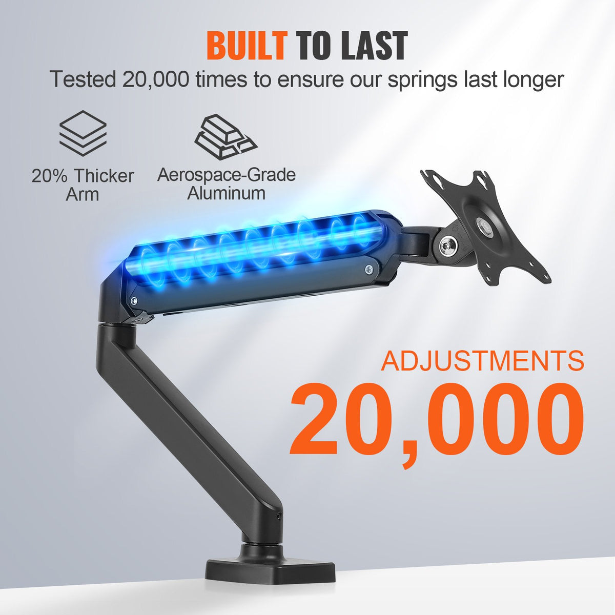 VEVOR Single Monitor Mount, Supports 13"-32", 330-813 mm Screen, Fully Adjustable Gas Spring Monitor Arm, Hold up to 9.1 kg, Computer Monitor Stand Holder with C-Clamp/Grommet Mounting Base, VESA Mount Bracket