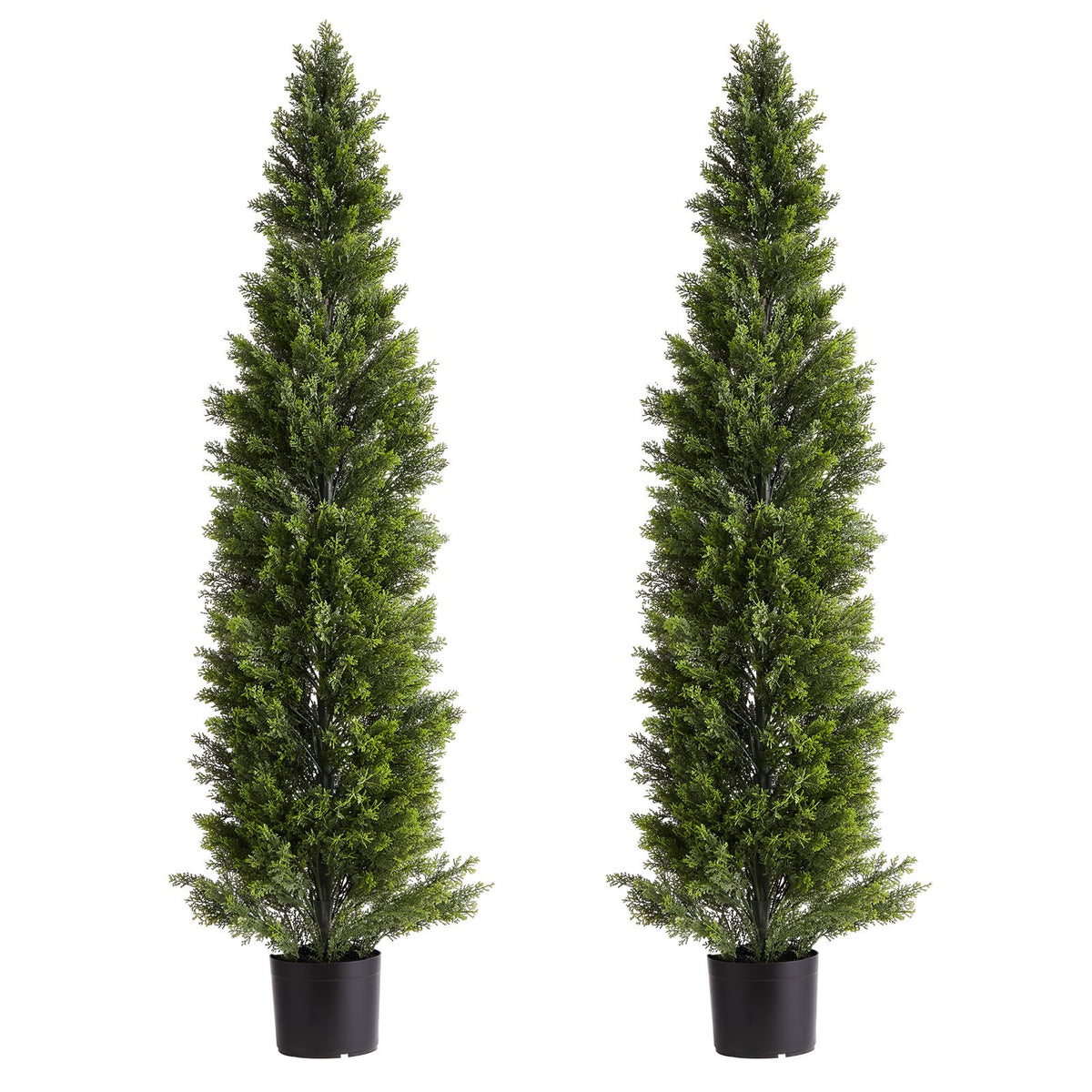 VEVOR Artificial Topiary Cedar Trees, 2 Set 1524mm Faux Pine Shrubs Plants, Fake Silk Tree Look Real, Easy Assembly for Decor Front Porch Outdoor Patio Garden Balcony Backyard Indoor Office