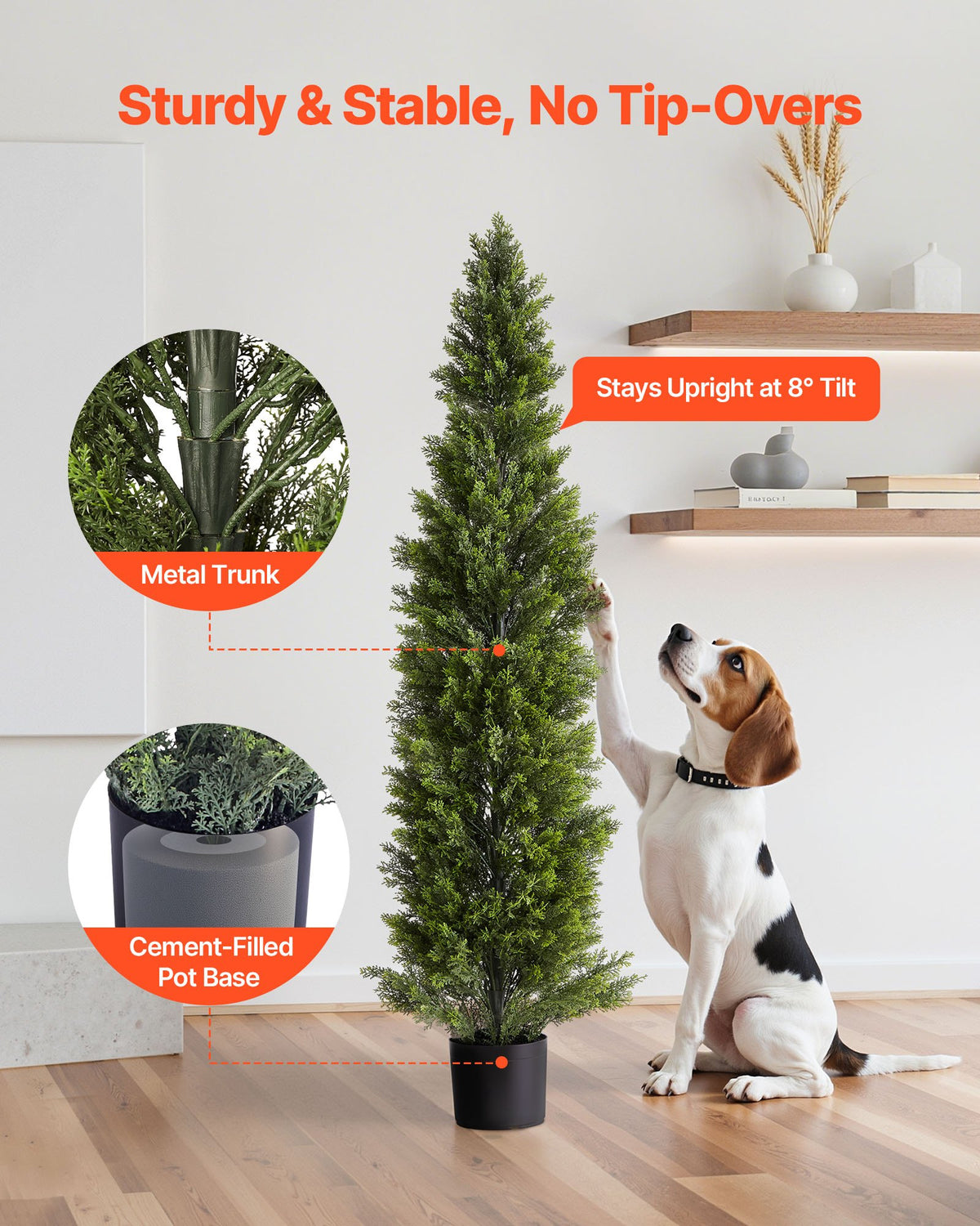 VEVOR Artificial Topiary Cedar Trees, 2 Set 1524mm Faux Pine Shrubs Plants, Fake Silk Tree Look Real, Easy Assembly for Decor Front Porch Outdoor Patio Garden Balcony Backyard Indoor Office