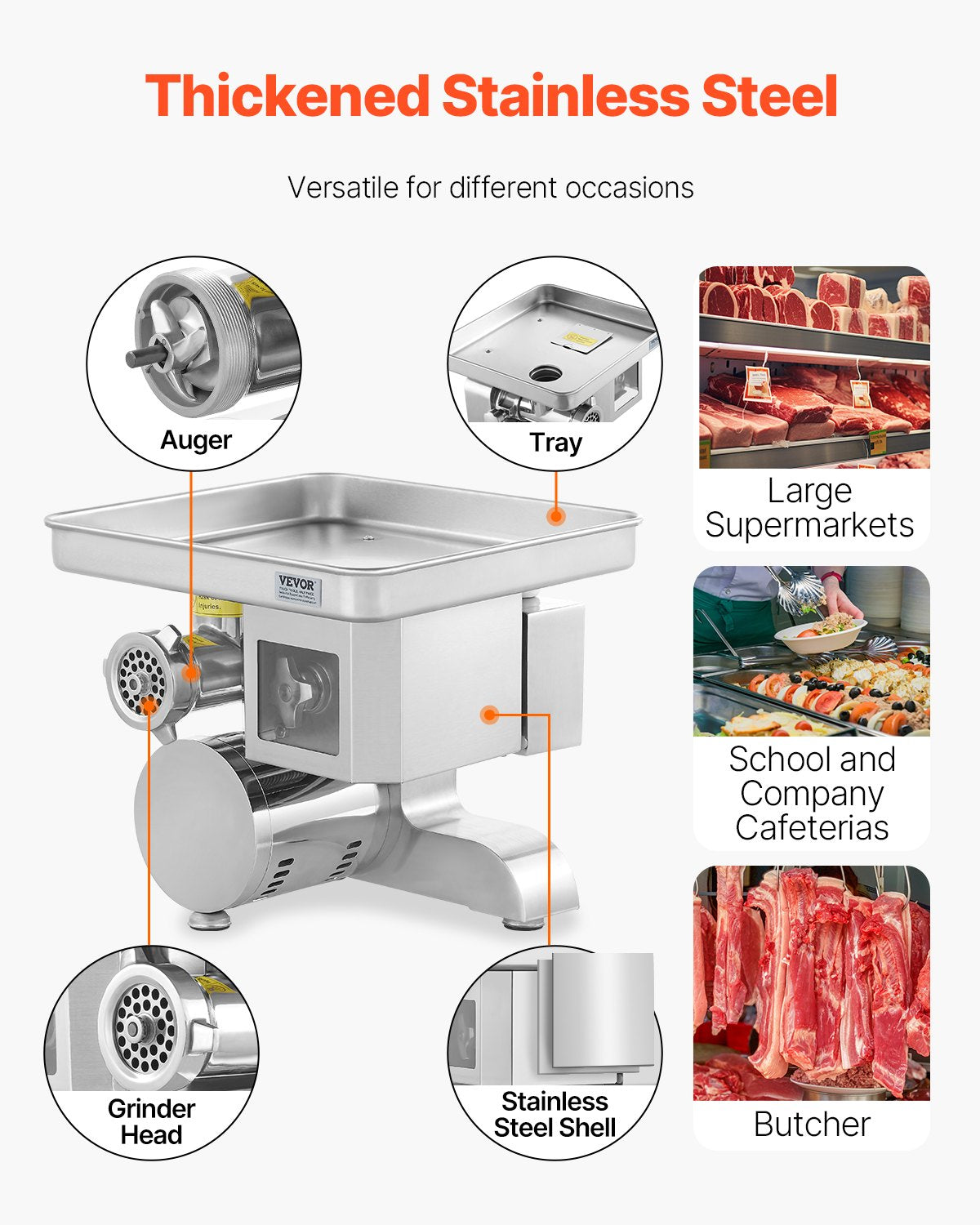VEVOR Commercial Electric Meat Grinder Slicer 4.99 kg/Min Sausage Stuffer Maker