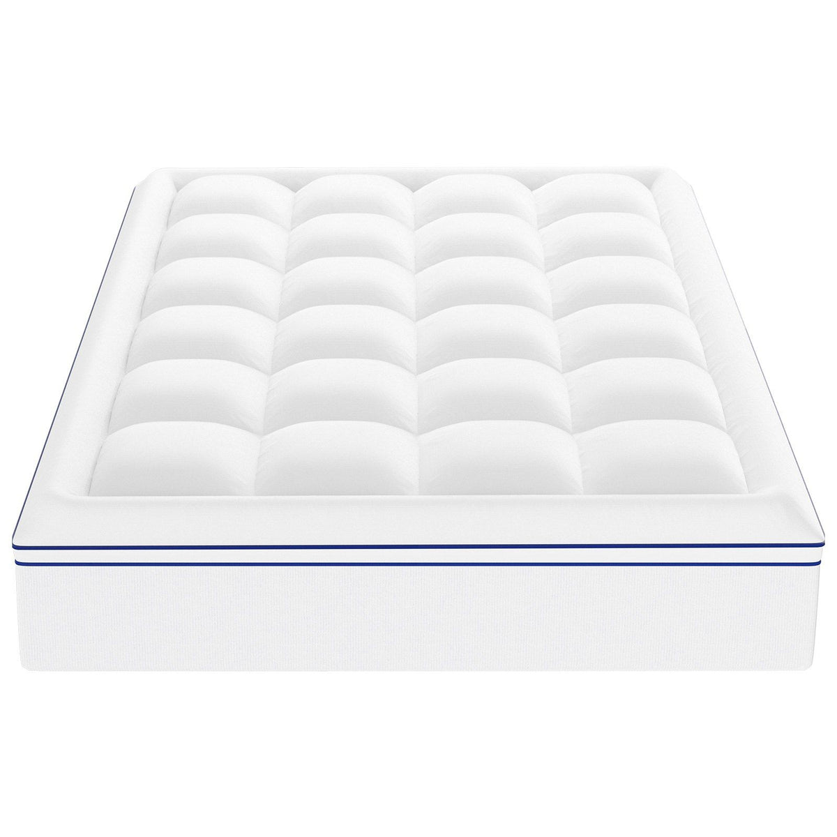 Mattress Topper, Queen Size, 25.4 mm Thickness, Fiber Fill Pad with Detachable &amp; Washable, Comfortable, Supportive, Cooling, Breathable, with Detachable Bedside Pocket for Holding Small Items
