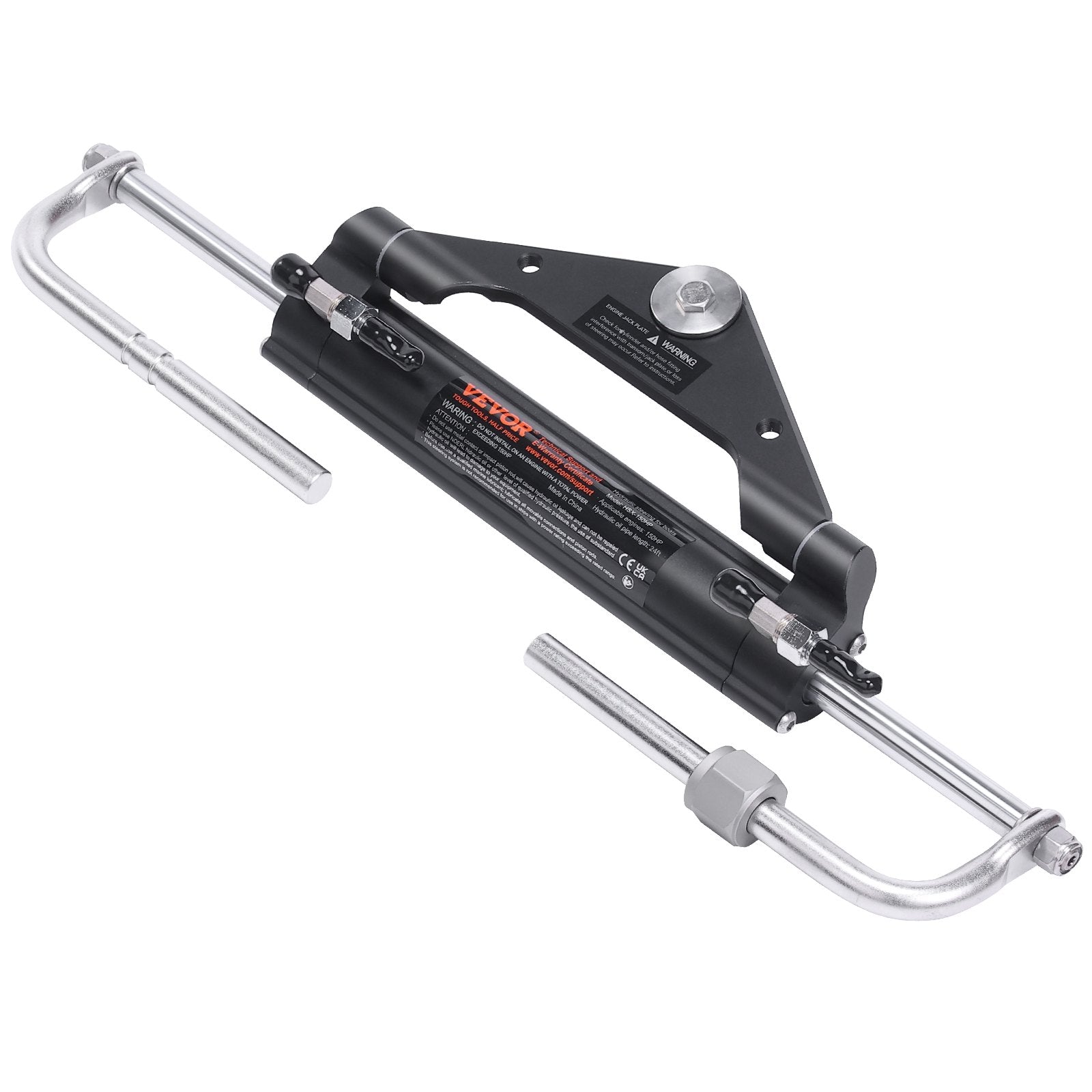 VEVOR Hydraulic Outboard Steering Kit, 150HP, Marine Boat Hydraulic Steering System, with Helm Pump Two-Way Lock Cylinder and 24 Feet Hydraulic Steering Hose, for Single Station Single-Engine Boats