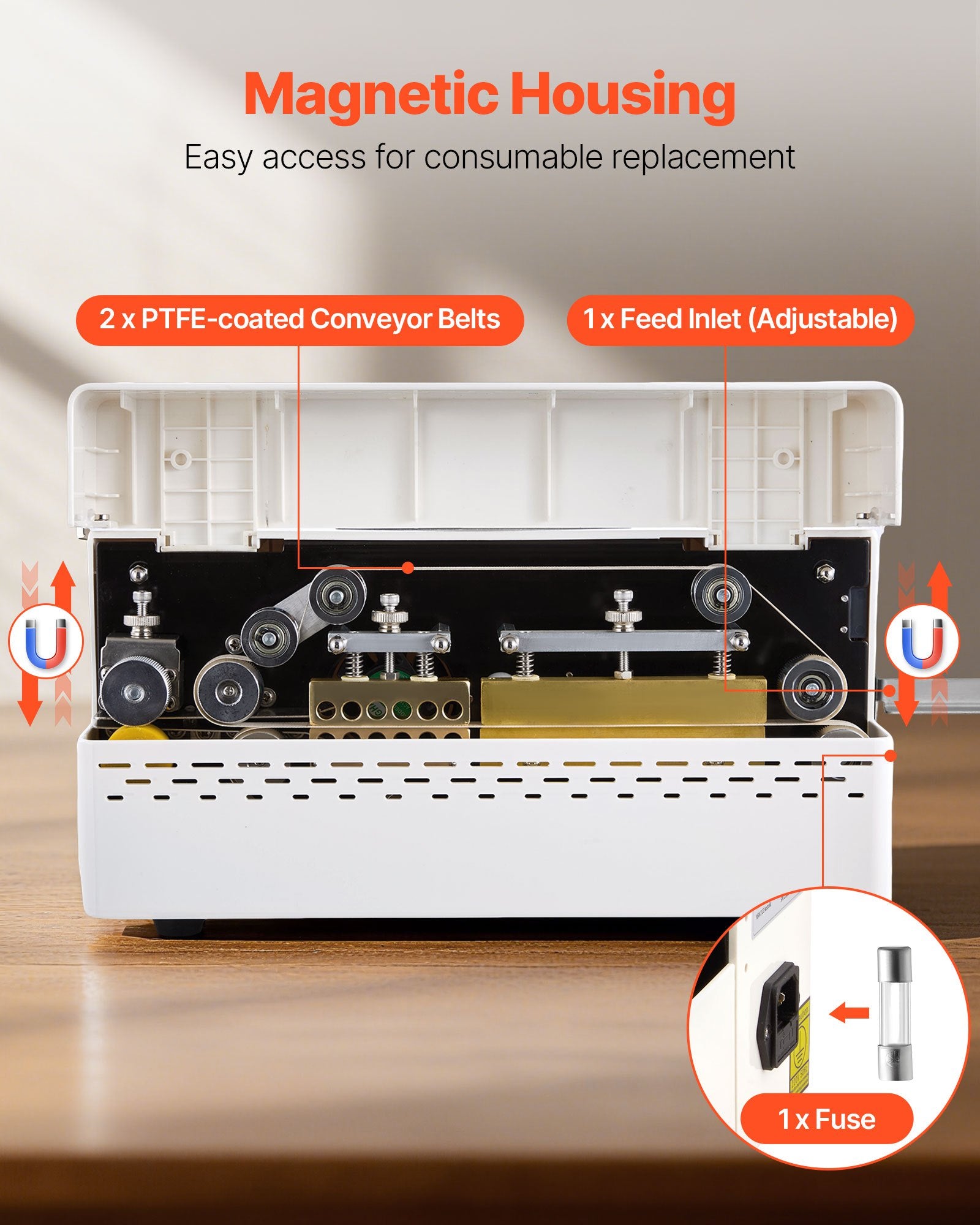 VEVOR Continuous Sealing Machine, 8-12 mm Seal Width, Automatic Continuous Band Sealer with Digital Temperature Control, Automatic Shutdown, Portable Heat Sealing Machine for 0.06-0.2 mm Plastic Bags