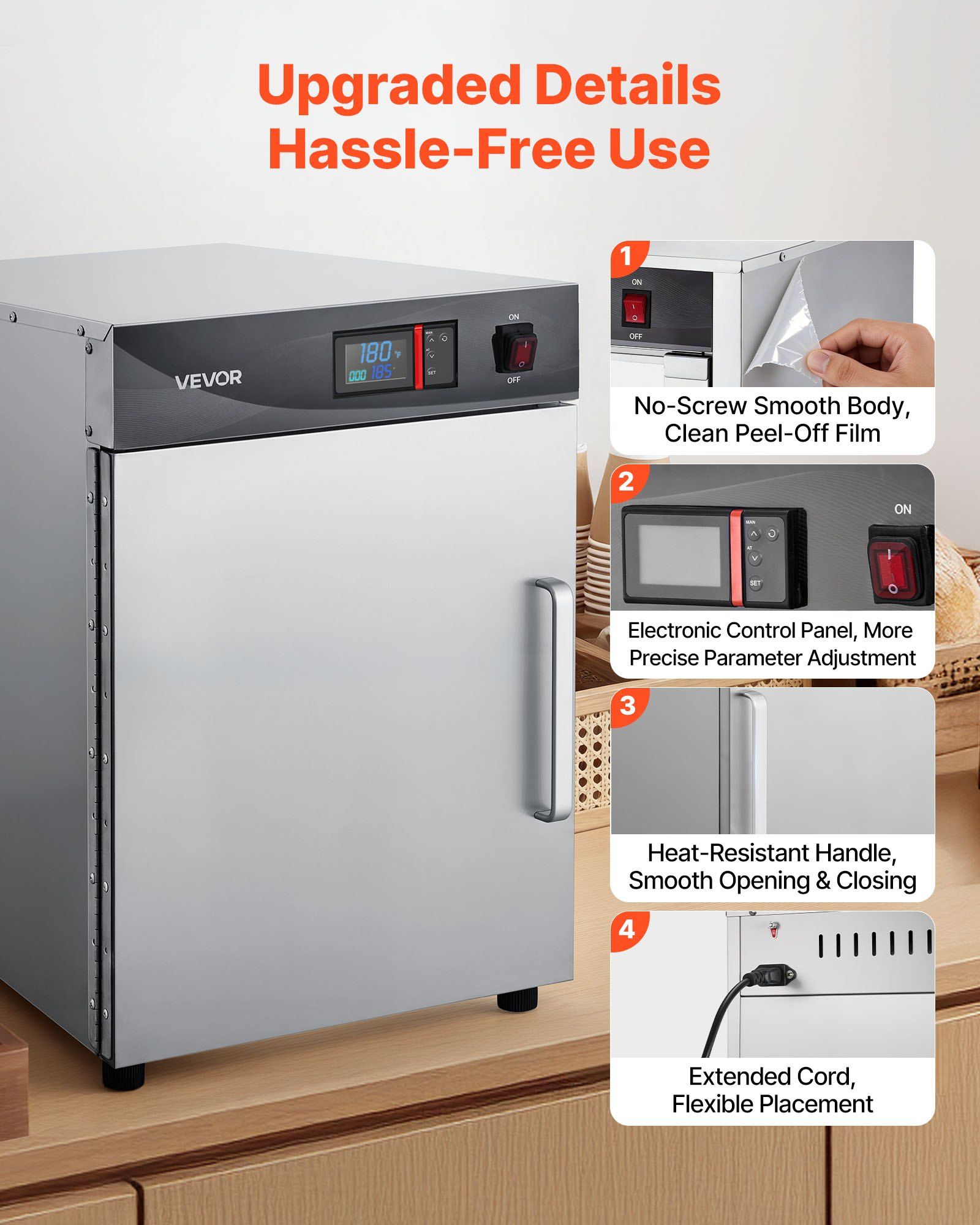 Electric Hot Box Food Warmer, 4-Tier Commercial Warming Cabinet with Water Tray, Single-Door and Adjustable Shelves, Stainless Steel Food Warmer Cabinet, for Restaurant, Kitchen, Pizza, Chicken