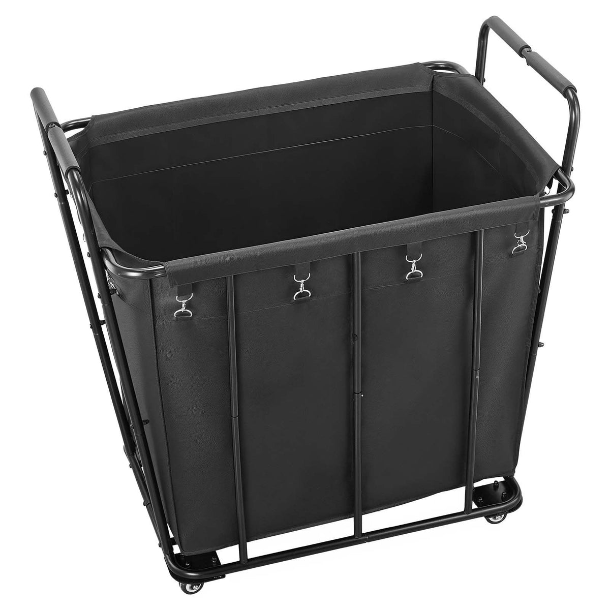 Laundry Cart, Rolling Grocery Utility Cart with Waterproof Liner &amp; Swivel Wheels, 118 KG Large Load Capacity, Heavy Duty Shopping Basket for Laundry, Shopping, Camping, Grocery, Luggage, Black