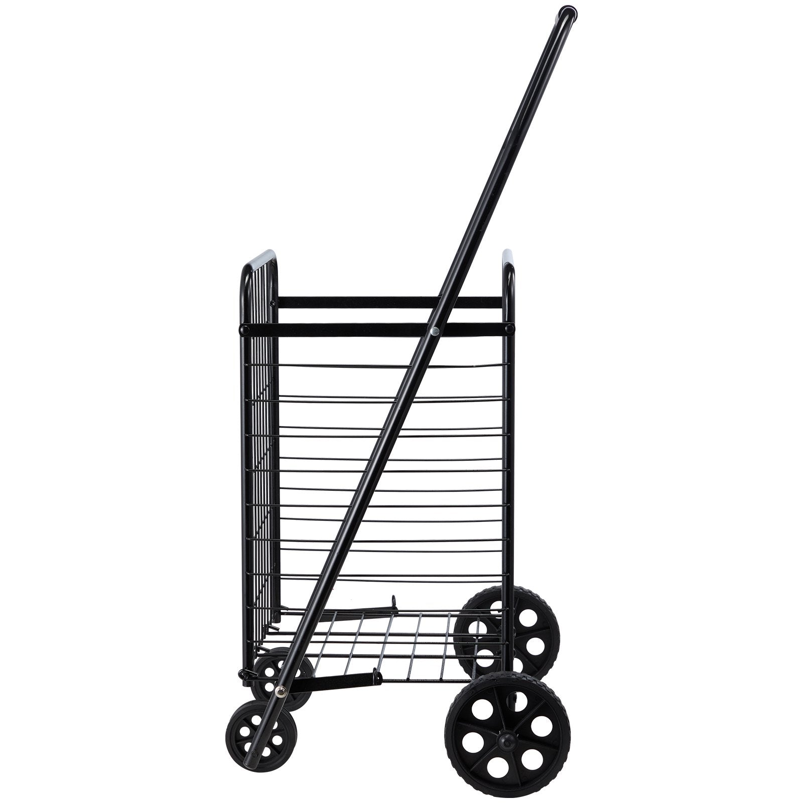 VEVOR Shopping Cart, Folding Grocery Utility Cart with Swivel Wheels, 40.8 kg Large Load Capacity, Heavy Duty Rolling Laundry Basket Butler for Laundry, Shopping, Camping, Grocery, Luggage, Black