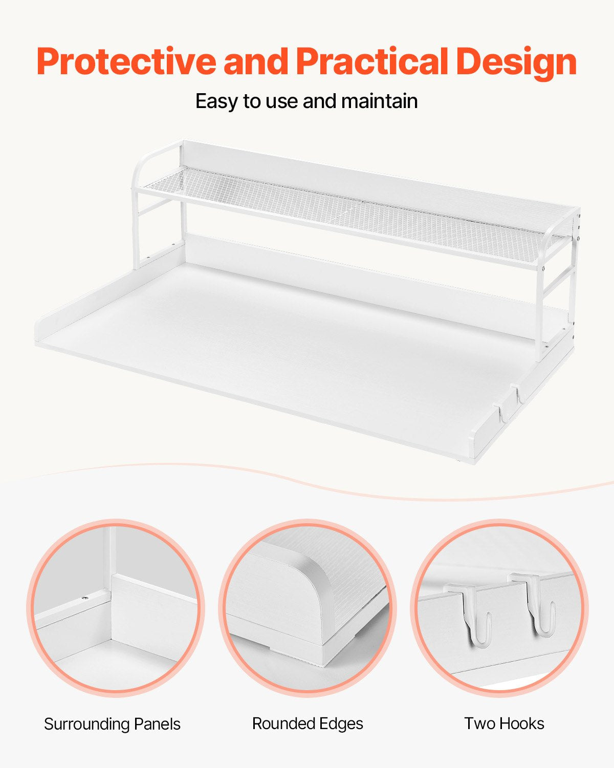 VEVOR Washer Dryer Countertop with Shelf 54"x27" Wooden Washer Dryer Cover White