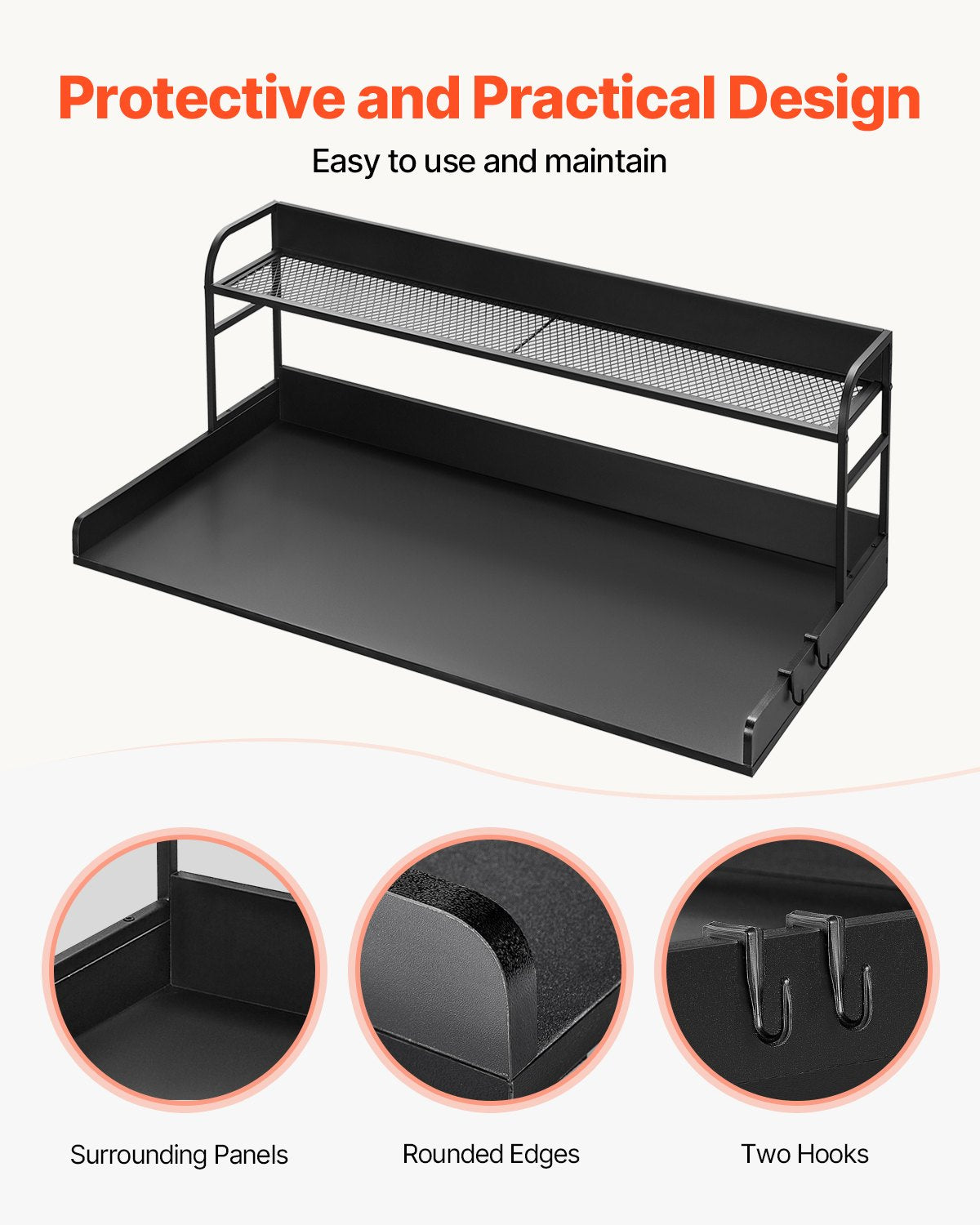 VEVOR Washer Dryer Countertop with Shelf 54"x27" Wooden Washer Dryer Cover Black