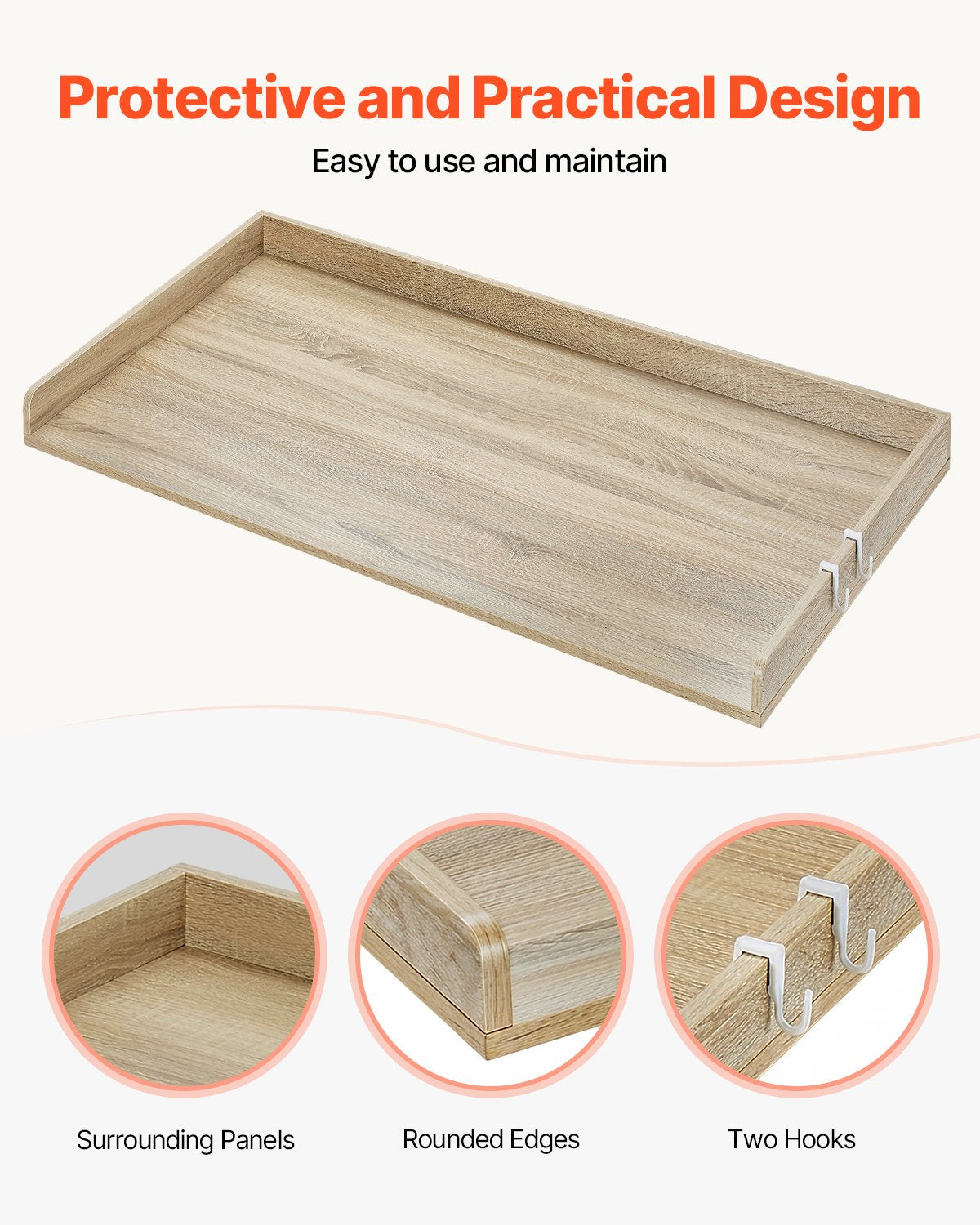 VEVOR Washer Dryer Countertop, 54" x 27" Wooden Washer and Dryer Countertop, Water-Resistant Laundry Machine Topper Cover with Anti-Slip Pads, for Laundry Room Organization and Storage, Oak