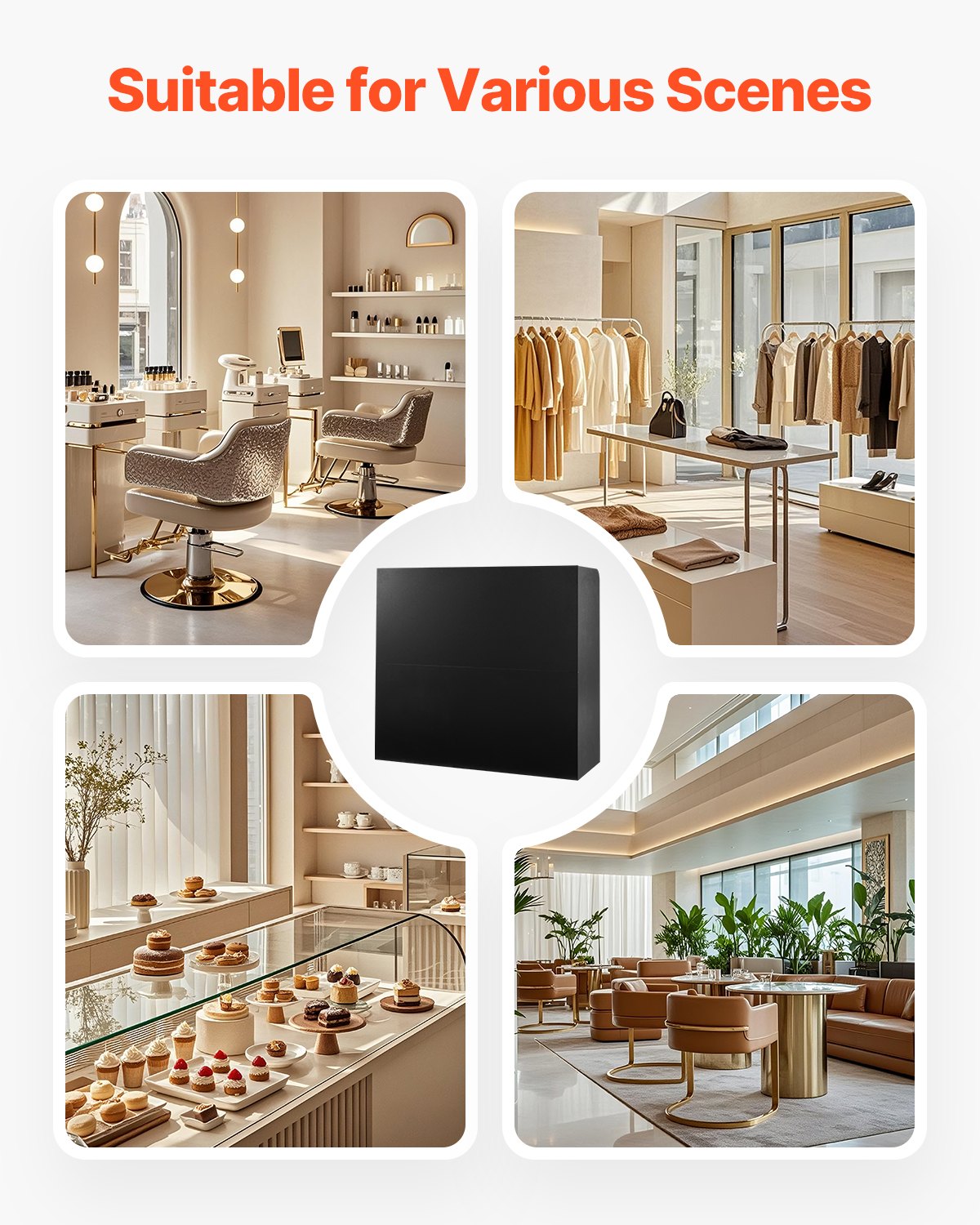 VEVOR Reception Desk, 1200 x 480 x 1100 mm Rectangular Front Counter Table, Office Reception Counter with Lockable Drawer and Storage Cabinet, for Checkout, Lobby, Beauty Salon and Office, Black