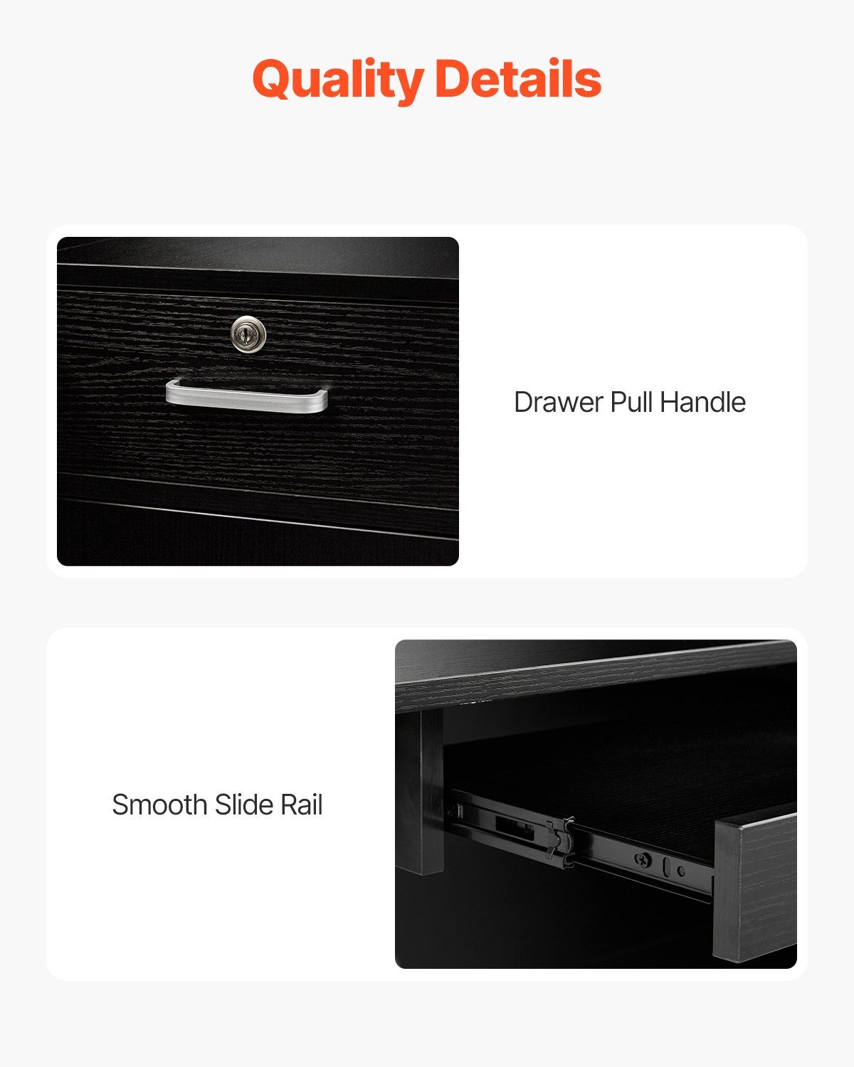 Reception Desk, 1400 x 800 x 1200 mm L-Shaped Front Counter Table, Office Reception Counter with Drawer Keyboard Tray and Storage Cabinet, for Checkout, Lobby, Beauty Salon & Office, Black