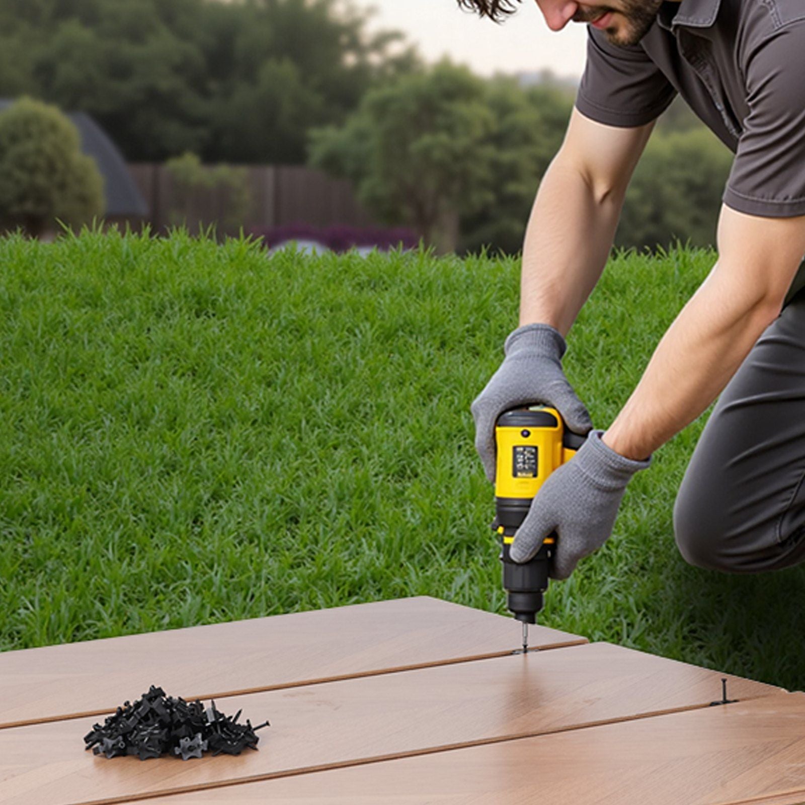 500PCS Hidden Deck Fasteners for Composite Decking Board, Universal Composite T Clips & Plastic Hidden Fasteners with Metal Screws,Polypropylene PP Clips Works with 6.5 mm Gaps, Black