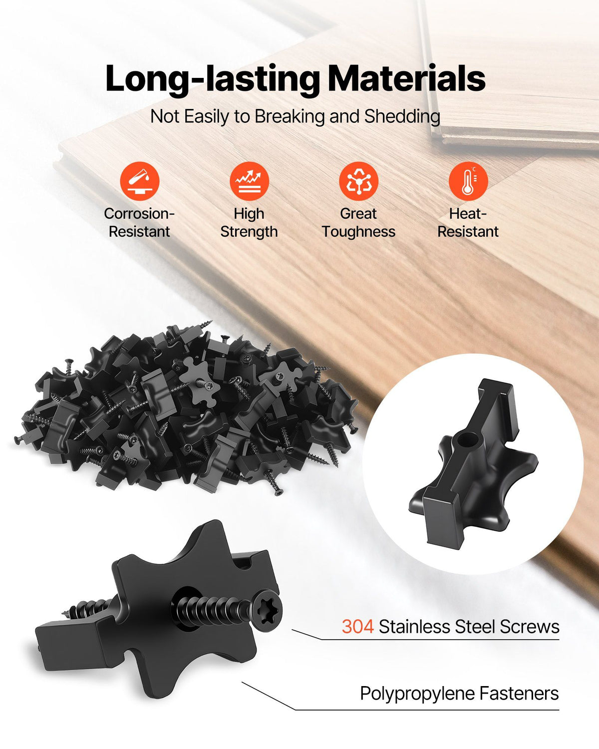 90PCS Hidden Deck Fasteners for Composite Decking Board, Universal Composite T Clips & Plastic Hidden Fasteners with Metal Screws,Polypropylene PP Clips Works with 6.5 mm Gaps, Black
