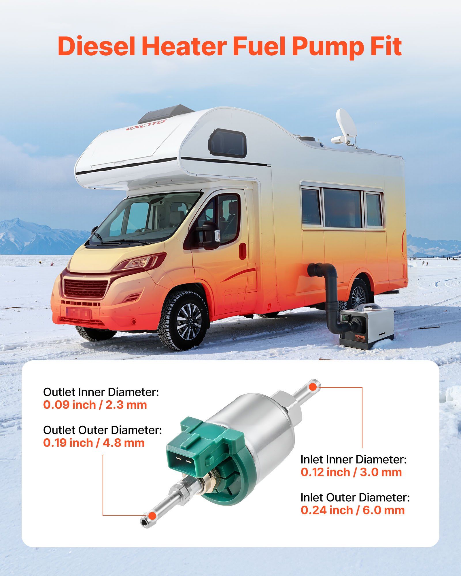 Diesel Heater Fuel Pump, 12V DC Car Air Heater Diesel Fuel Dosing Pump, 22ML Aluminum Air Diesels Parking Heaters Pumps Fits for 2KW 5KW 8KW Diesels Heaters, Quiet Design, Pulse Technology