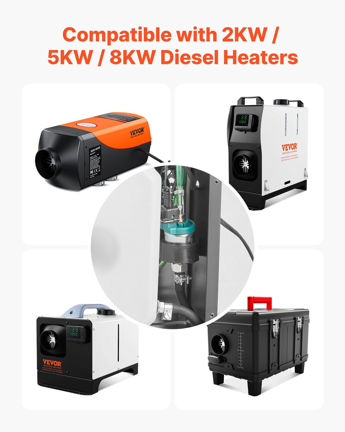 Diesel Heater Fuel Pump, 12V DC Car Air Heater Diesel Fuel Dosing Pump, 22ML Aluminum Air Diesels Parking Heaters Pumps Fits for 2KW 5KW 8KW Diesels Heaters, Quiet Design, Pulse Technology