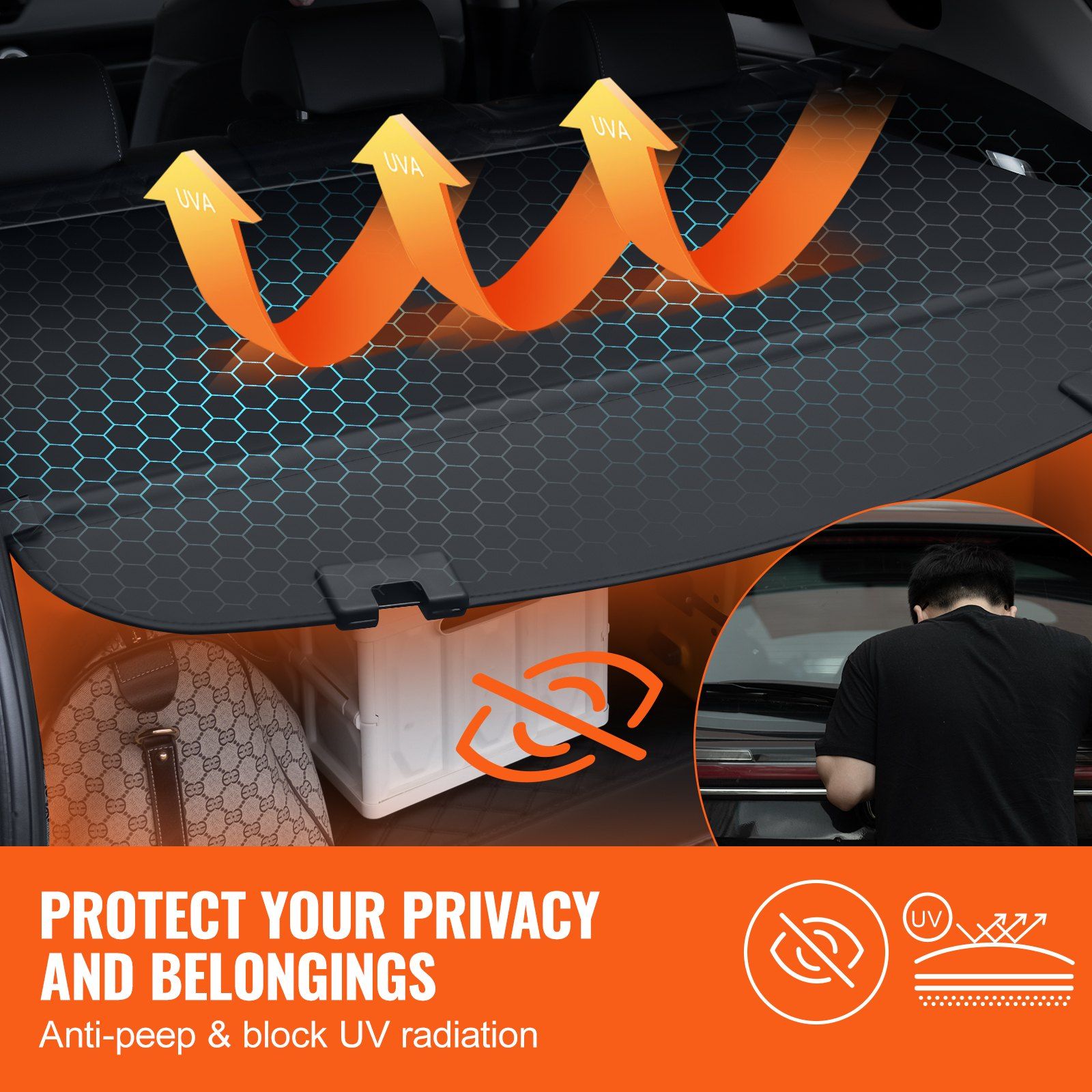 Retractable Cargo Cover for Mazda, Upgraded Waterproof Trunk Cover Security Shield Shade for Mazda CX-5 2017-2025 5-Seater, UV Resistant Rear Trunk Cover, Aluminum Alloy & PVC Leather Texture