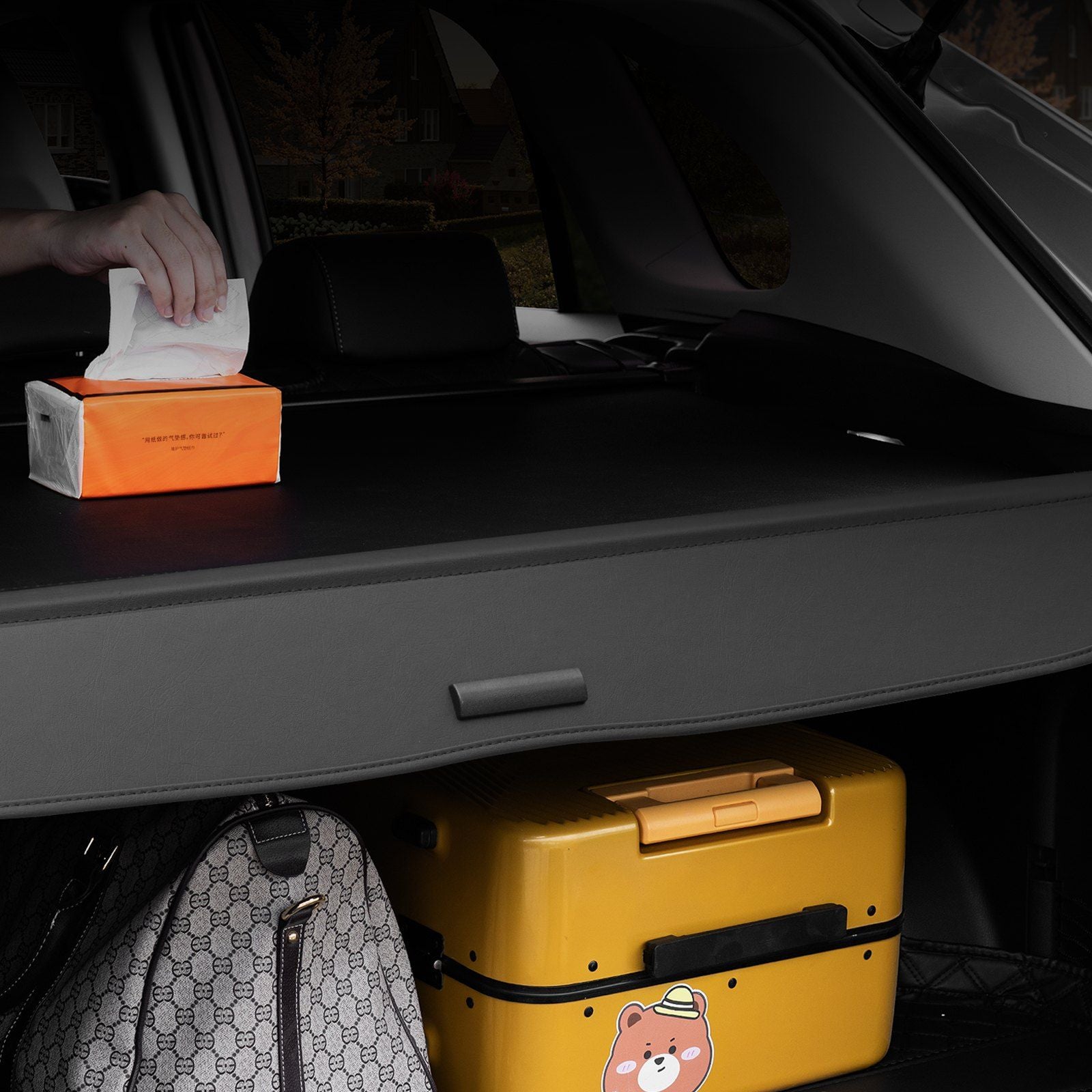Retractable Cargo Cover for Honda, Upgraded Waterproof Trunk Cover Security Shield Shade for Honda CRV 2023-2025 5-Seater, UV Resistant Rear Trunk Cover with Aluminum Alloy & PVC Leather Texture