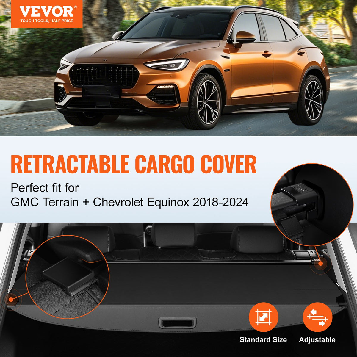 VEVOR Retractable Cargo Cover for GMC Terrain + Chevrolet Equinox 2018-2024