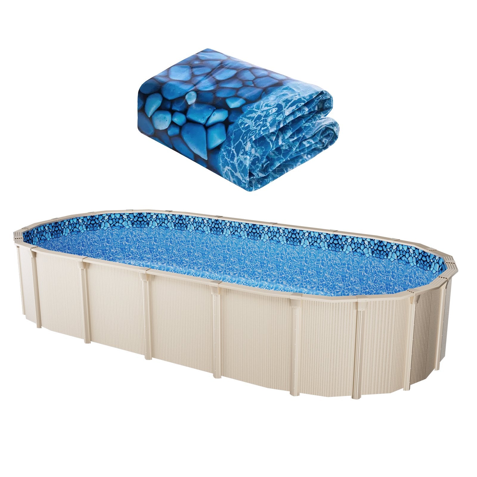 VEVOR Oval Pool Liner 15x30ft Overlap Style Pool Liner 54in Wall Height