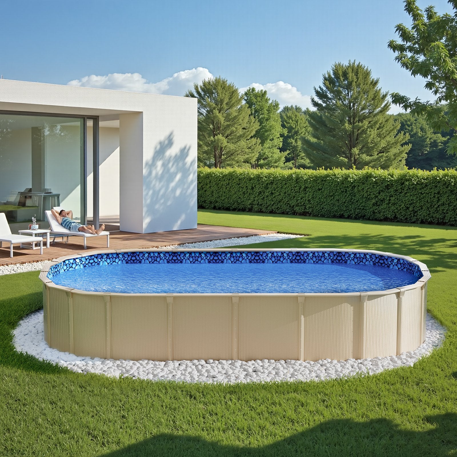 VEVOR Oval Pool Liner 15x30ft Overlap Style Pool Liner 54in Wall Height