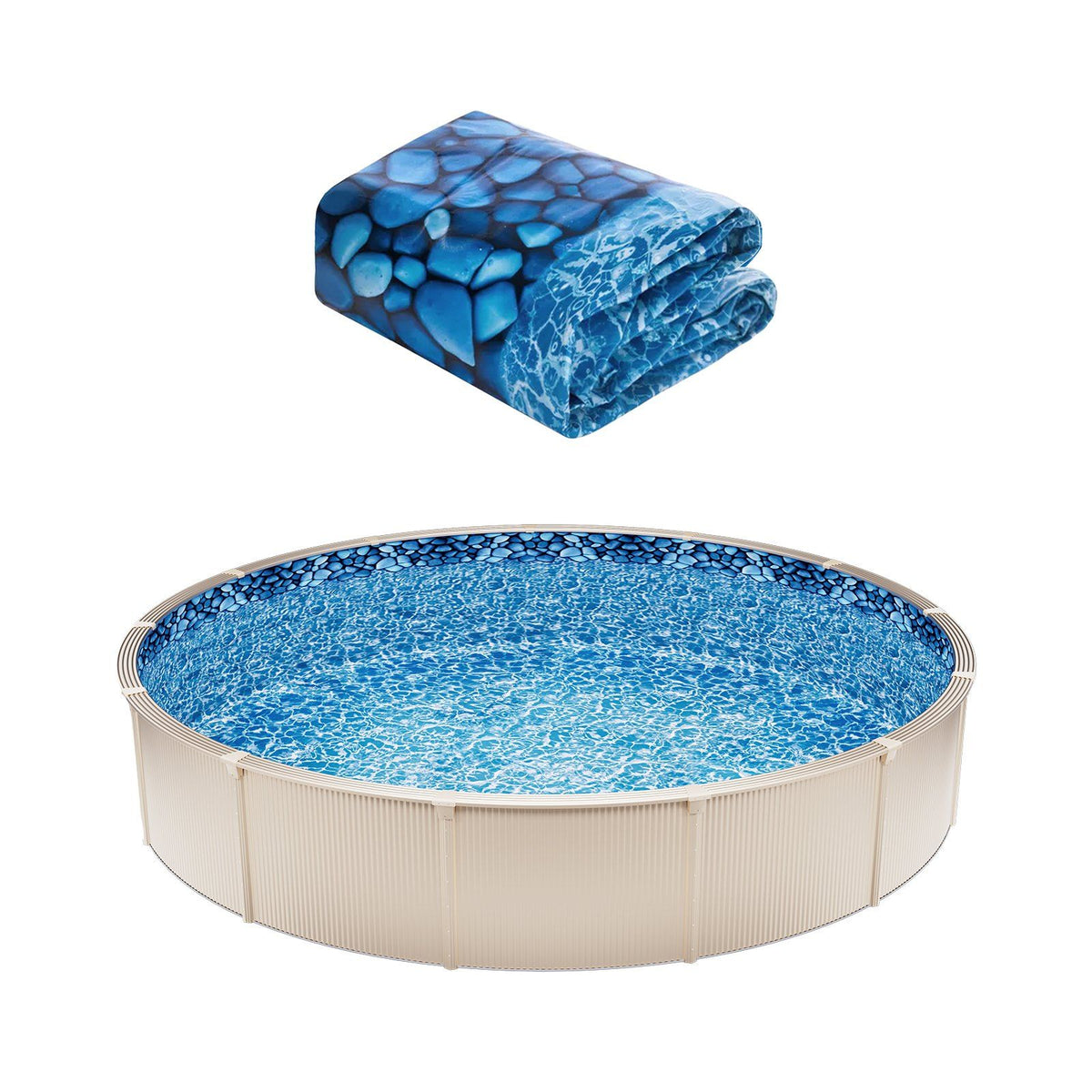 30-ft Round Above Ground Pool Liner, Overlap Pool Liners, Standard Gauge Vinyl, 48-to-54inch Wall Height, Designed for Steel Sided Above-Ground Swimming Pools