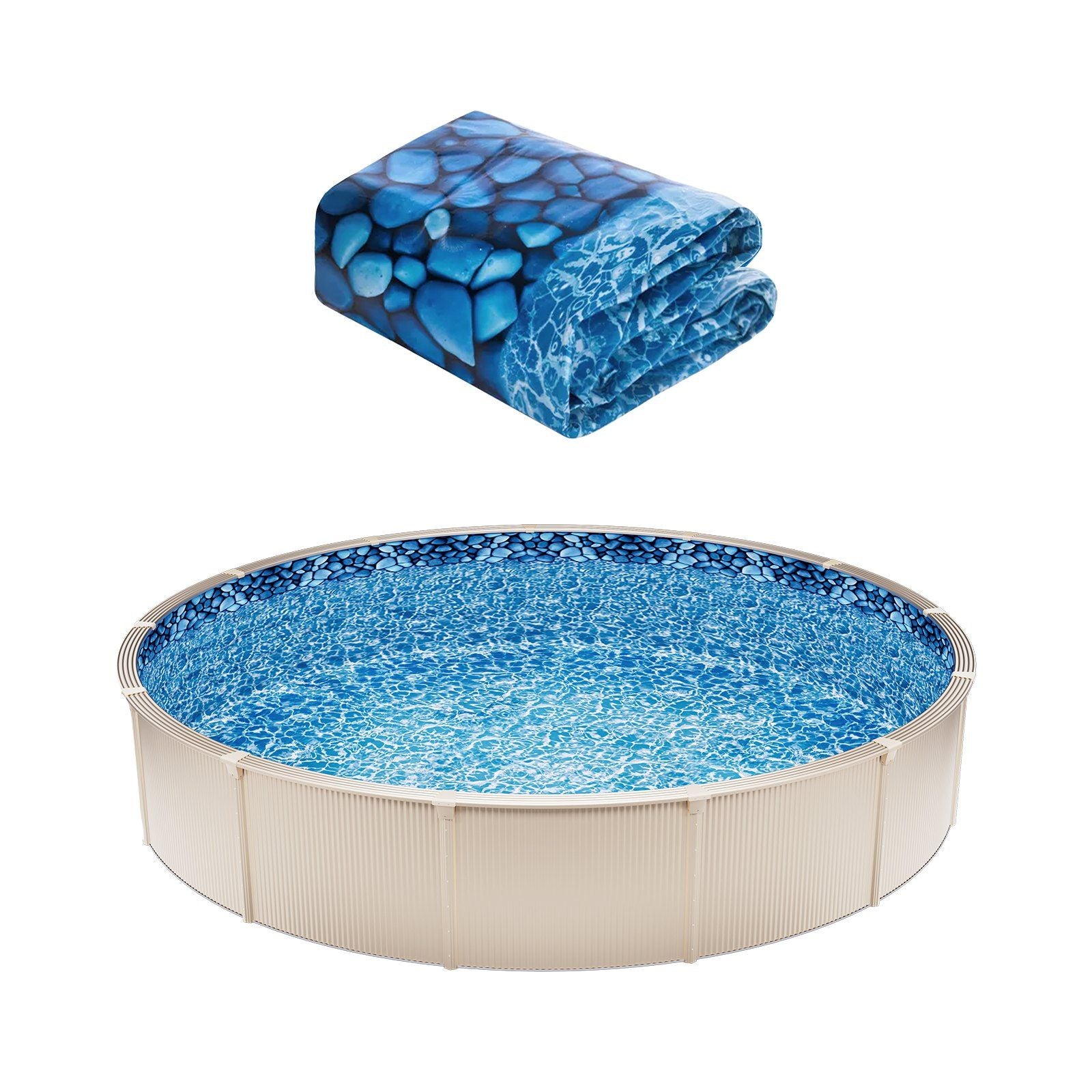 30-ft Round Above Ground Pool Liner, Overlap Pool Liners, Standard Gauge Vinyl, 48-to-54inch Wall Height, Designed for Steel Sided Above-Ground Swimming Pools