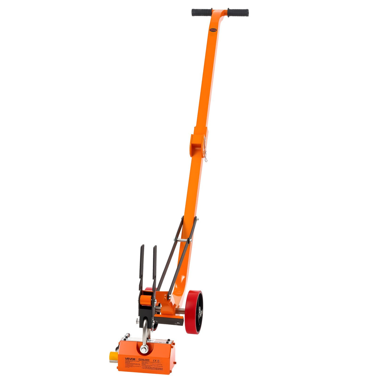 VEVOR Magnetic Lid Lifter Dolly, 600 kg Pulling Capacity, Steel Dolly with Heavy Duty Magnet Lift and 2 Wheels, Adjustable Handle, N42 Neodymium, Foldable and Portable, for Lifting Manhole Covers