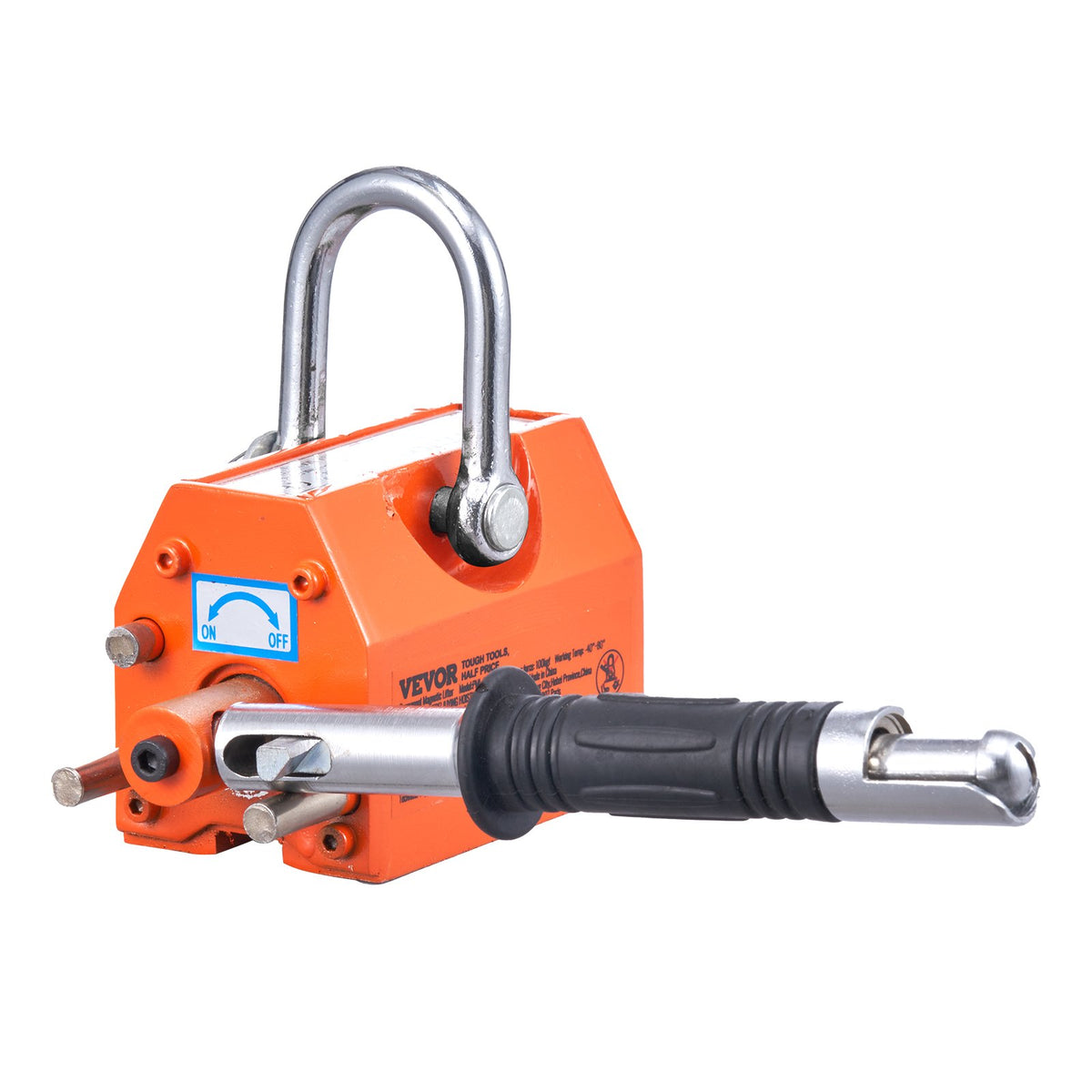 VEVOR Magnetic Lifter, 100 kg/220 lbs Pulling Capacity, 2.5 Safety Factor, Neodymium &amp; Steel, Lifting Magnet with Release, Permanent Lift Magnets, Heavy Duty Magnet for Hoist, Shop Crane, Block, Board