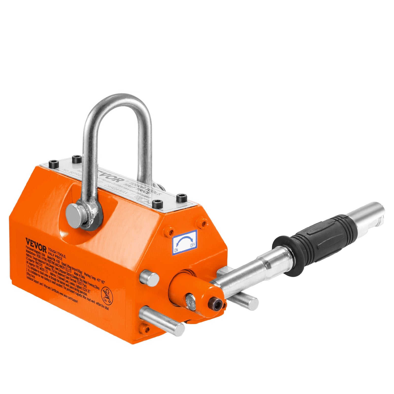 VEVOR Magnetic Lifter, 400 kg/880 lbs Pulling Capacity, 2.5 Safety Factor, Neodymium & Steel, Lifting Magnet with Release, Permanent Lift Magnets, Heavy Duty Magnet for Hoist, Shop Crane, Block, Board