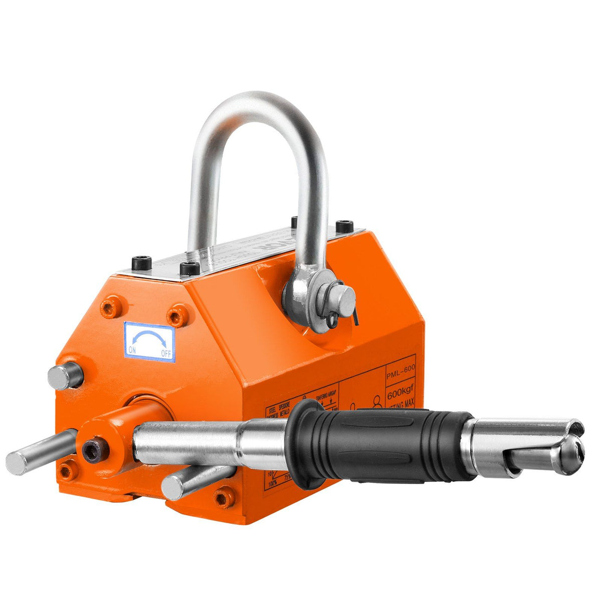 Magnetic Lifter, 600 kg Pulling Capacity, 2.5 Safety Factor, Neodymium &amp; Steel, Lifting Magnet with Release, Permanent Lift Magnets, Heavy Duty Magnet for Hoist, Shop Crane, Block, Board