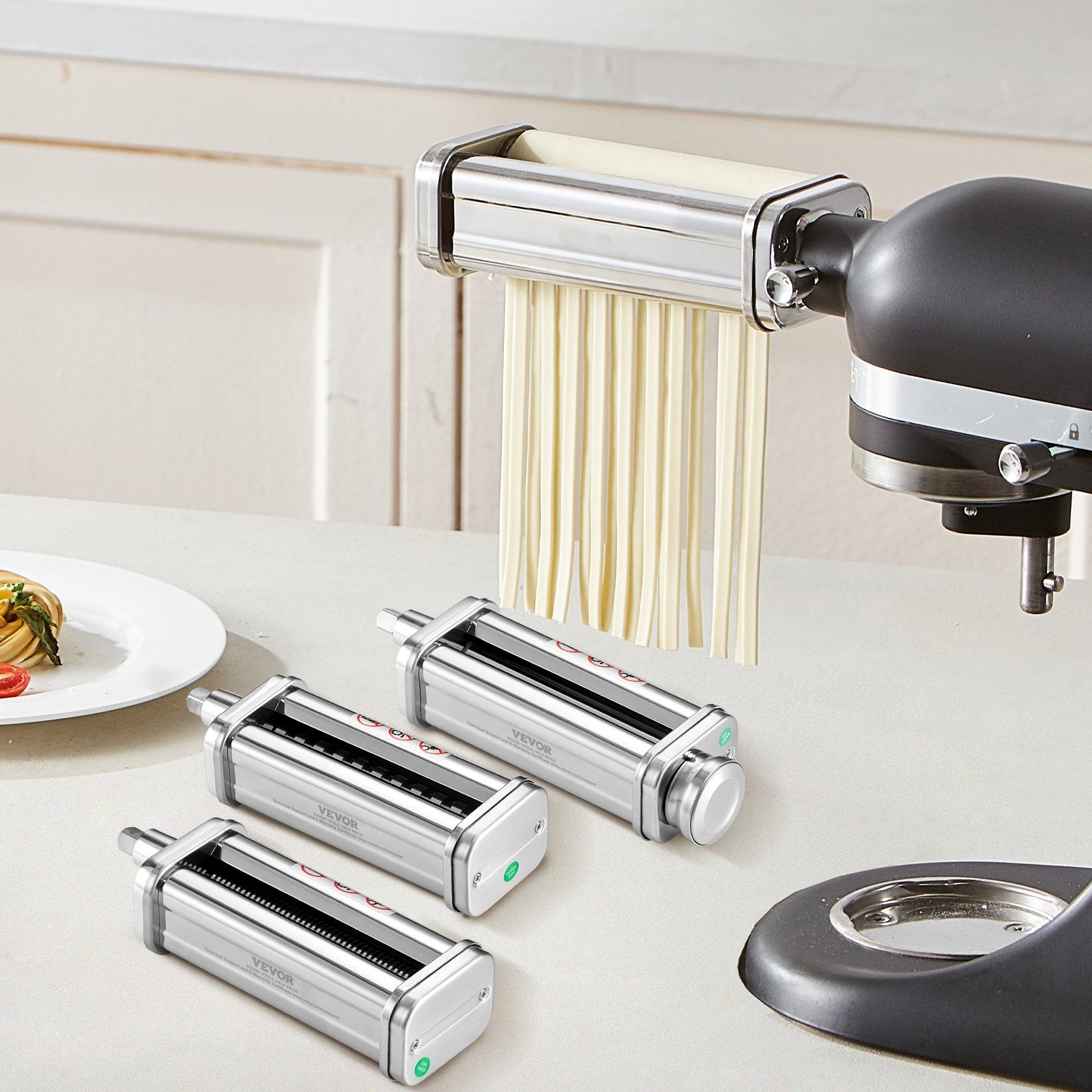 VEVOR 3Pcs Pasta Attachment for KitchenAid Stand Mixer Pasta Roller Cutter Set