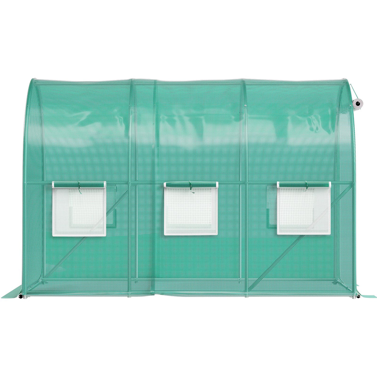 VEVOR Walk-in Tunnel Greenhouse, 3 x 2 x 2 m, Portable Plant Hot House with Galvanised Steel Frame, 1 Top Bar, Diagonal Poles, Zipper Door and 6 Roll-Up Windows, Green