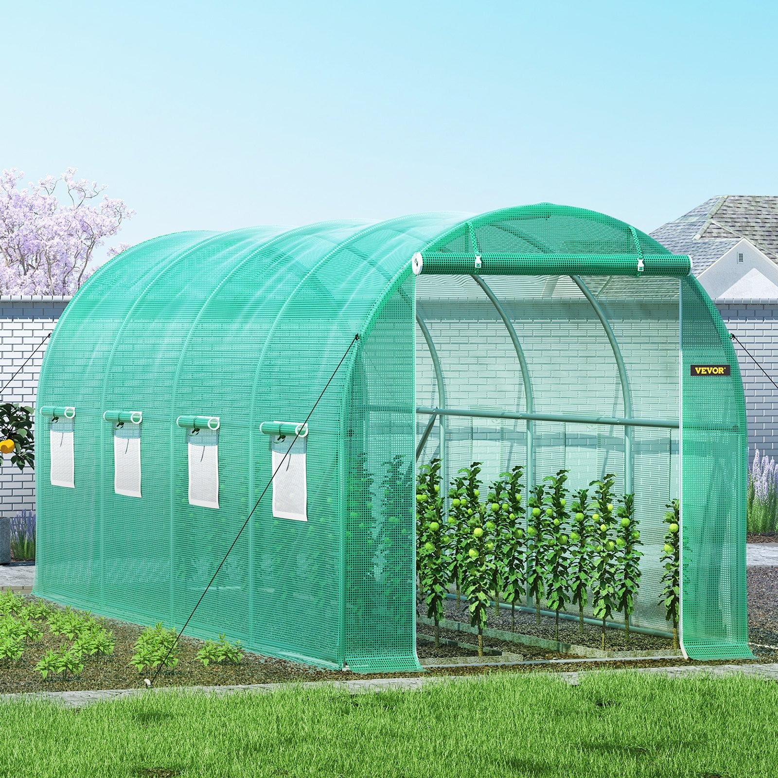 VEVOR Walk-in Tunnel Greenhouse Galvanized Frame & Waterproof Cover 15x7x7 ft