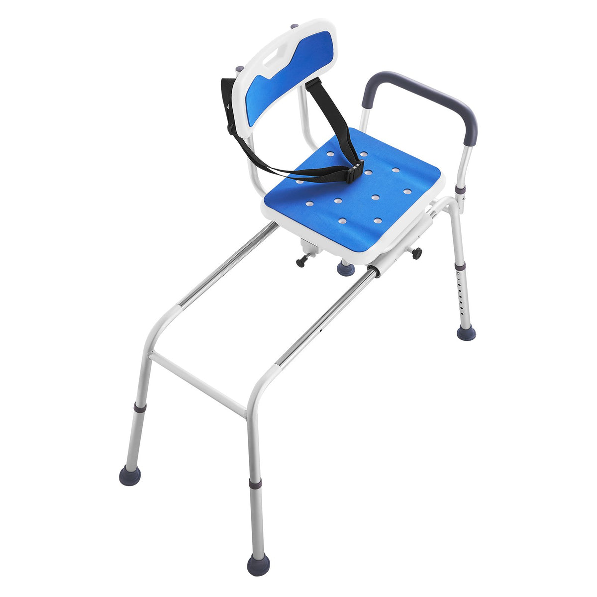 VEVOR Sliding Tub Transfer Bench with 360 Degree Swivel Seat, Height Adjustable Bathtub Transfer Bench with Armrest &amp; Safety Belt, Non-Slip Rotating Shower Chair for Elderly Disabled, 400LBS Capacity
