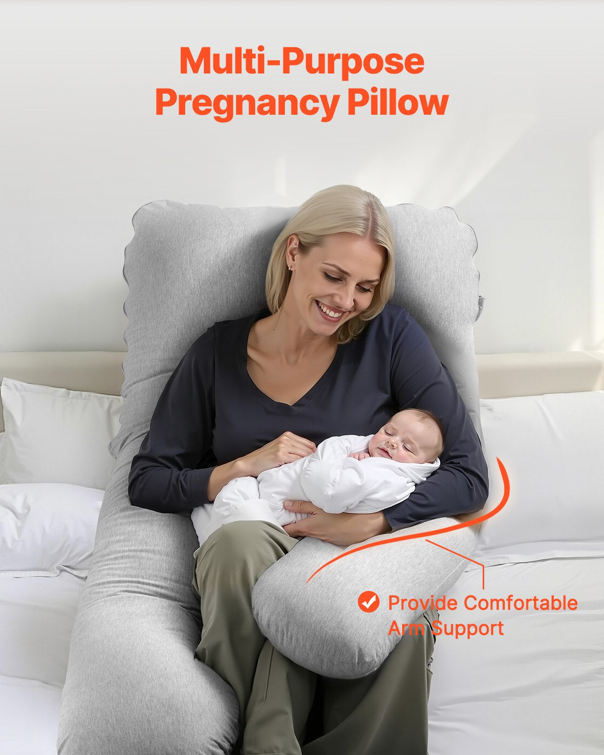 VEVOR Pregnancy Pillow, U-Shaped Full Body Maternity Pillow for Pregnant Women, Soft and Breathable Pregnant Support Pillows with Removable & Washable Cover, Perfect for Back, Belly, Hip, Legs Relief