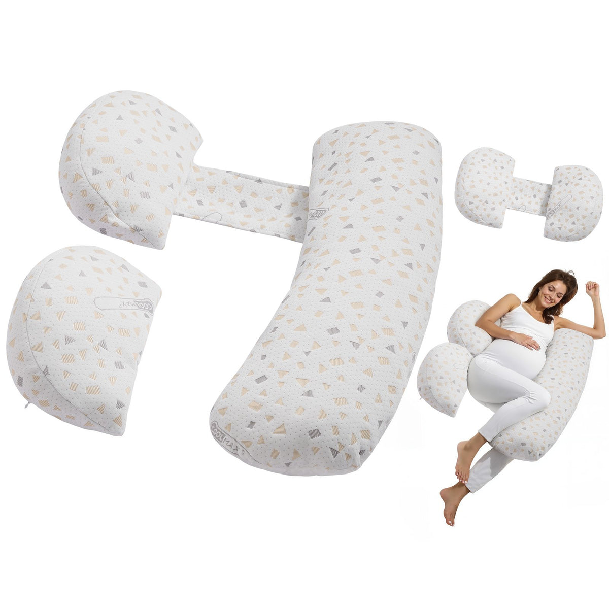 VEVOR Pregnancy Pillows, Adjustable Maternity Pillow for Pregnant Women, Soft Pregnancy Body Pillow with Removable &amp; Washable Cover for Back Belly Hip Support, Lightweight and Portable