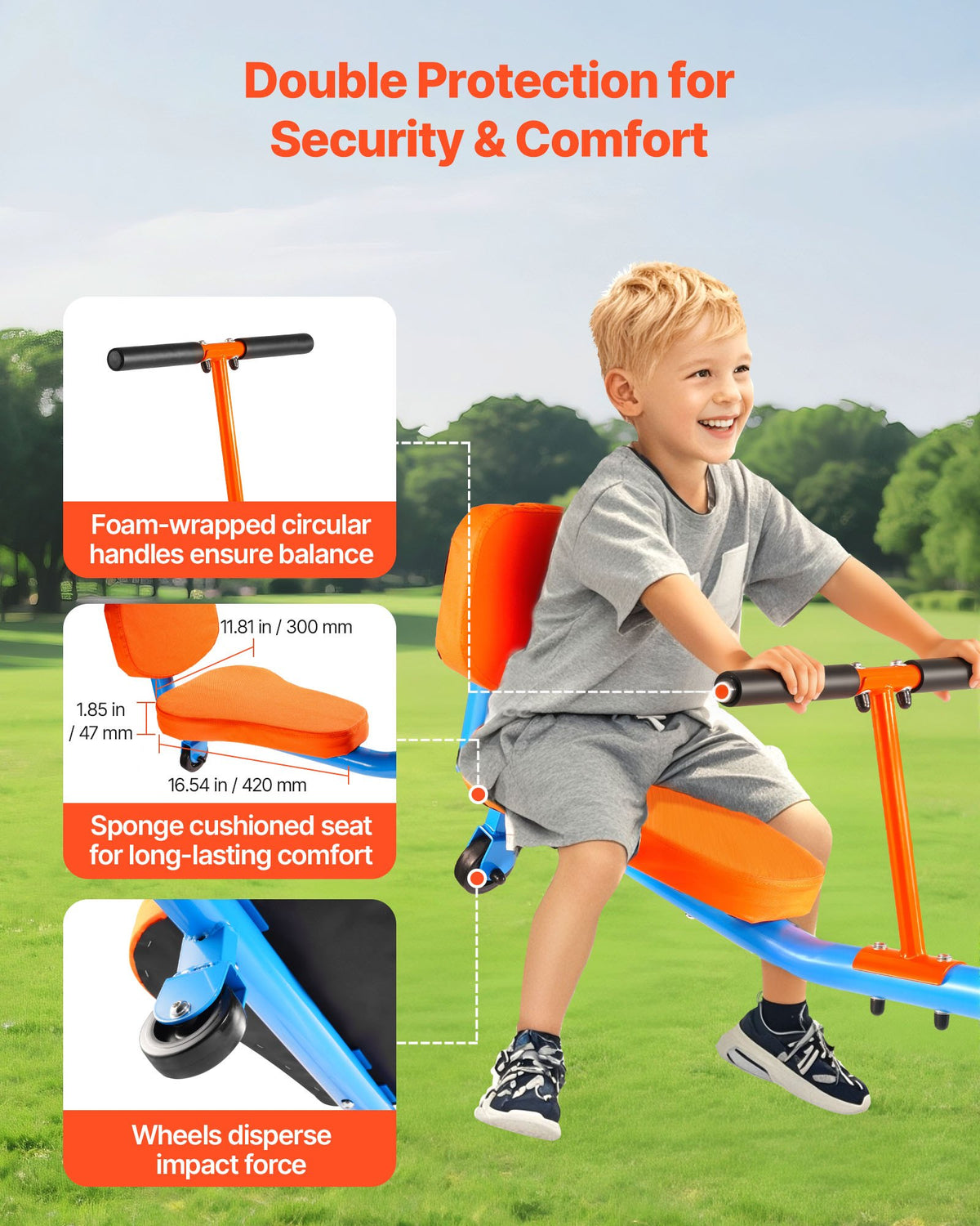 VEVOR Kids Seesaw 136 kg Capacity 360 Degrees Rotating Teeter Totter Aged 3+