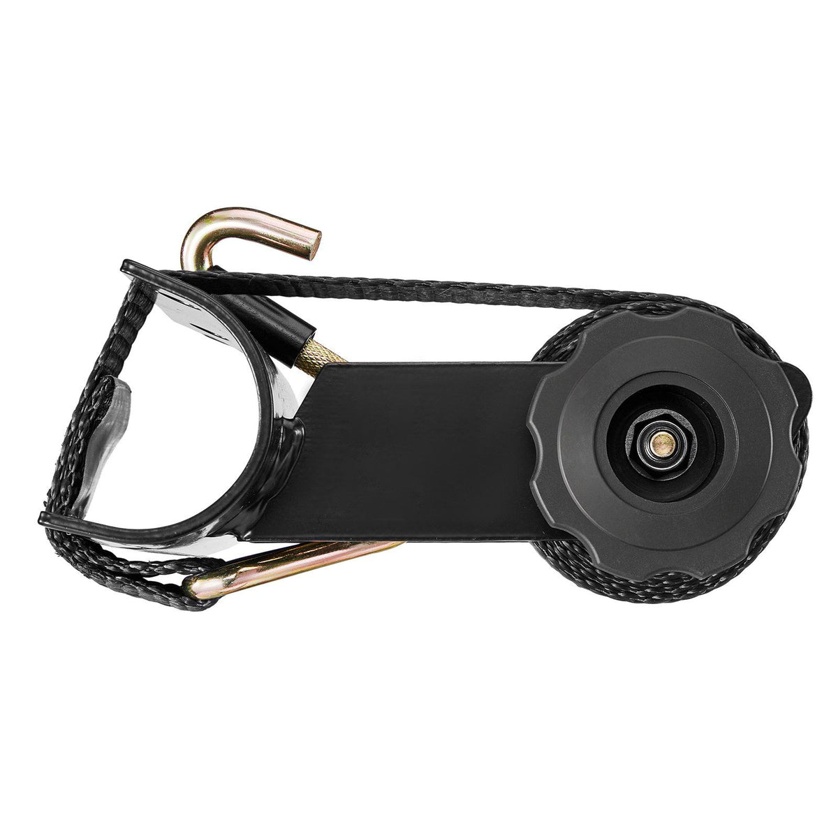 Ladder Rack Ratchet Straps, 47.6-50.8 mm Black Round Tube Mount, 38 mm Wide x 2.25 m Long Black Ladder Rack Straps with Double J-Hooks, 226.8 kg Load Heavy Duty, Cargo Buckle Lock Strap (2 Pack)