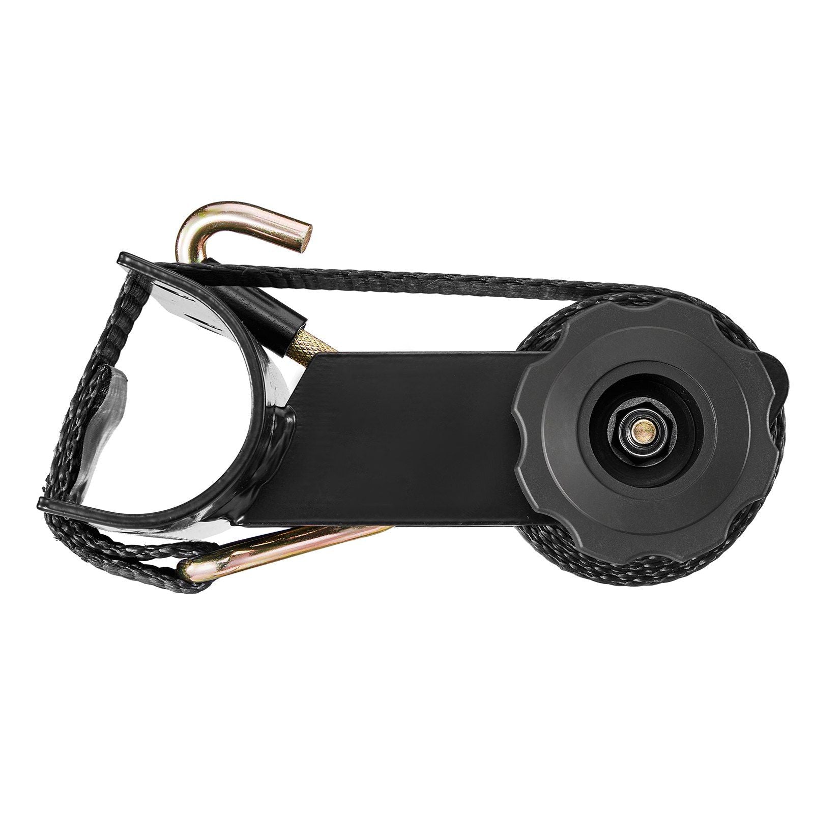 Ladder Rack Ratchet Straps, 47.6-50.8 mm Black Round Tube Mount, 38 mm Wide x 2.25 m Long Black Ladder Rack Straps with Double J-Hooks, 226.8 kg Load Heavy Duty, Cargo Buckle Lock Strap (2 Pack)