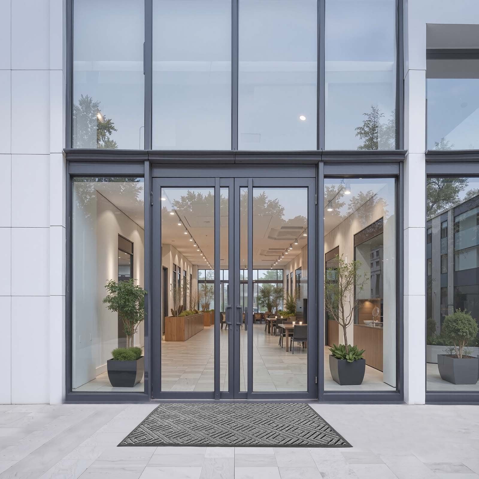 Front Door Mat, 1562 x 914 mm Commercial Floor Mat for Indoor and Outdoor, Modern Stylish Carpet with TPE Backing, Heavy Duty Washable Entry Industrial Rug for Hallway, Balcony, Garage, Grey